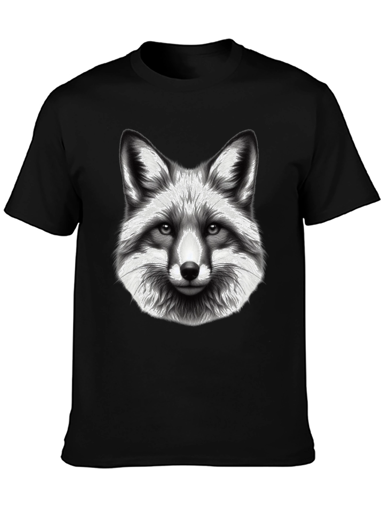 Fox Graphic Tee - Black Cotton Blend T-Shirt
