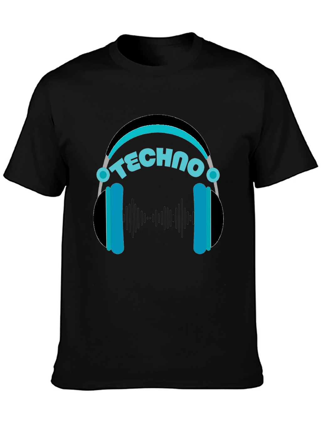 Techno Headphones Graphic Tee - Black Cotton T-Shirt