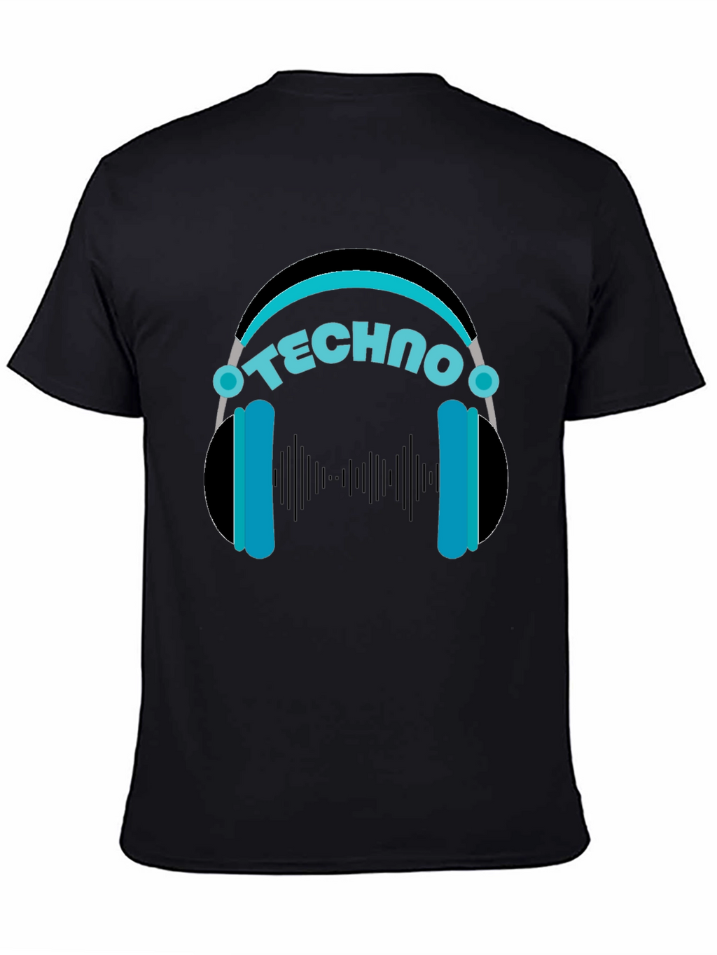 Techno Headphones Graphic Tee - Black Cotton T-Shirt