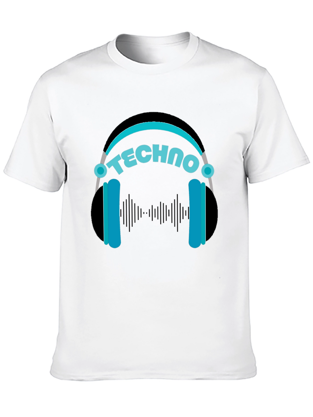 Techno Headphones Graphic Tee - Black Cotton T-Shirt