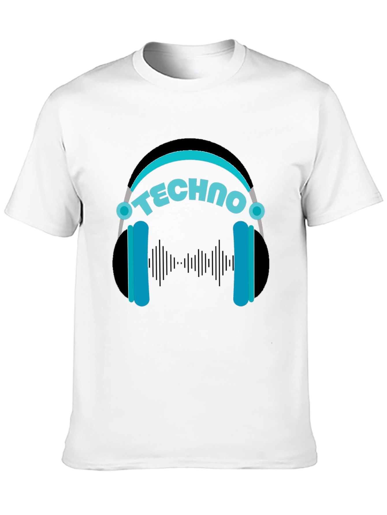 Techno Headphones Graphic Tee - Black Cotton T-Shirt
