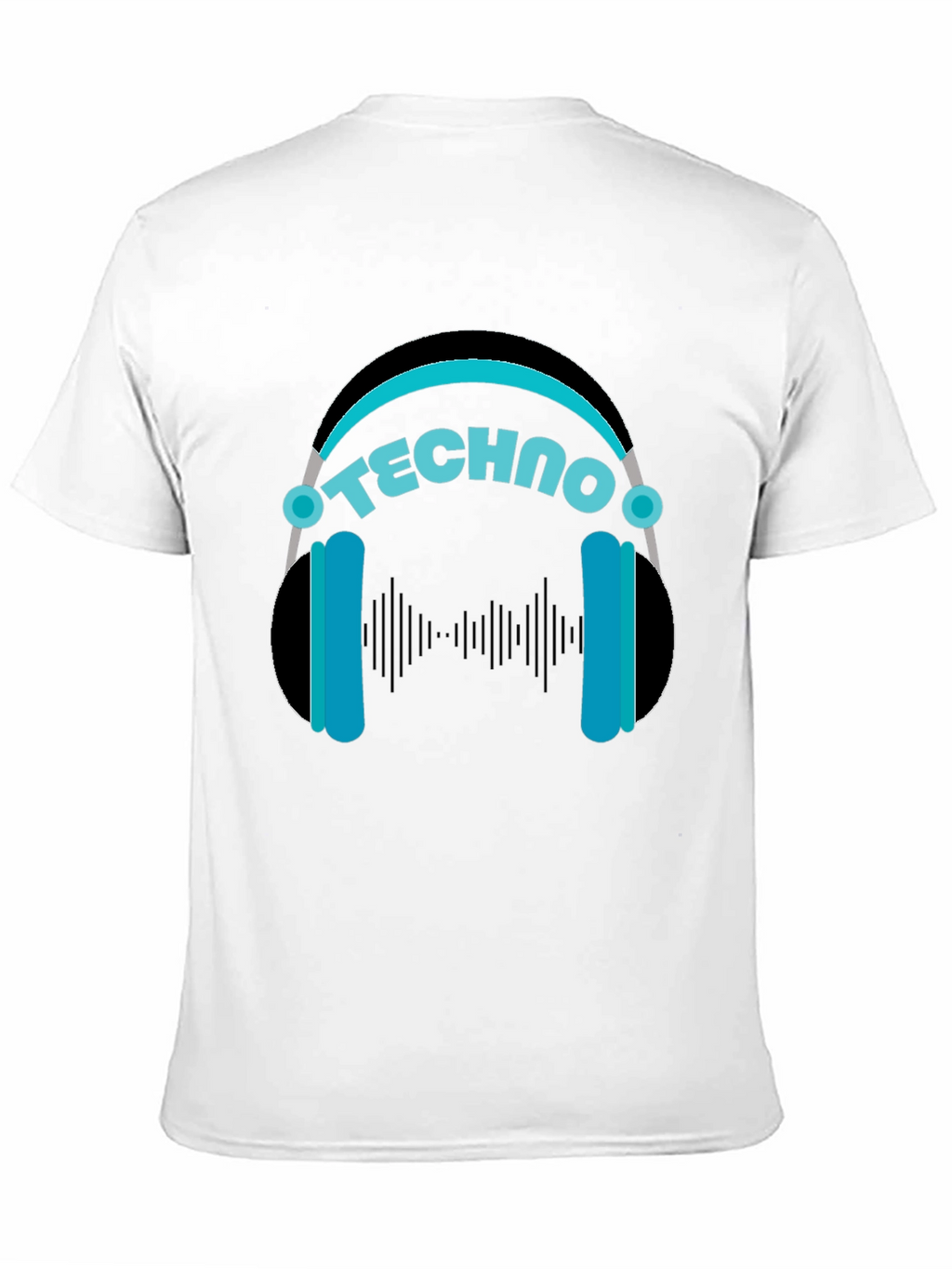 Techno Headphones Graphic Tee - Black Cotton T-Shirt
