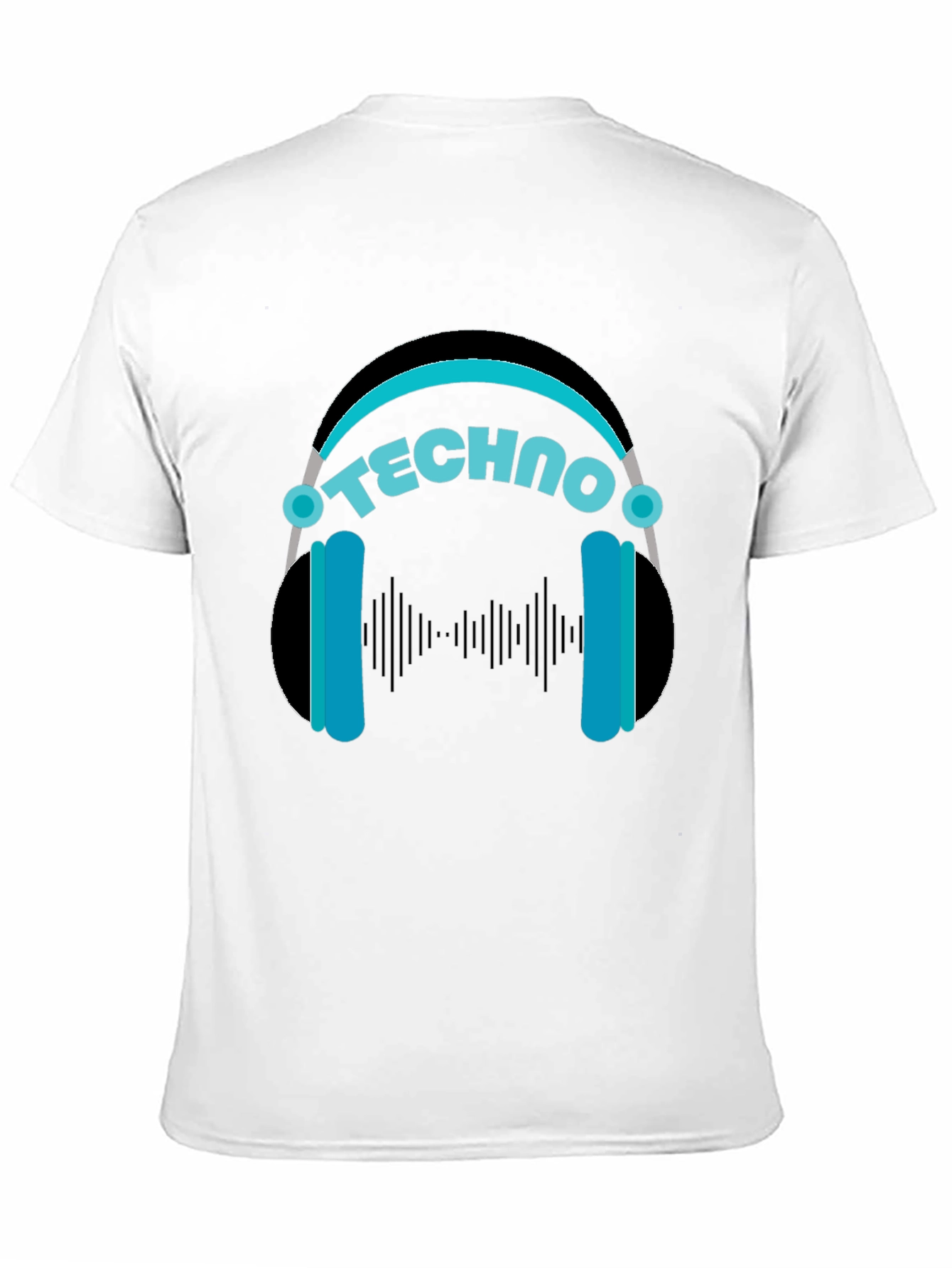 Techno Headphones Graphic Tee - Black Cotton T-Shirt