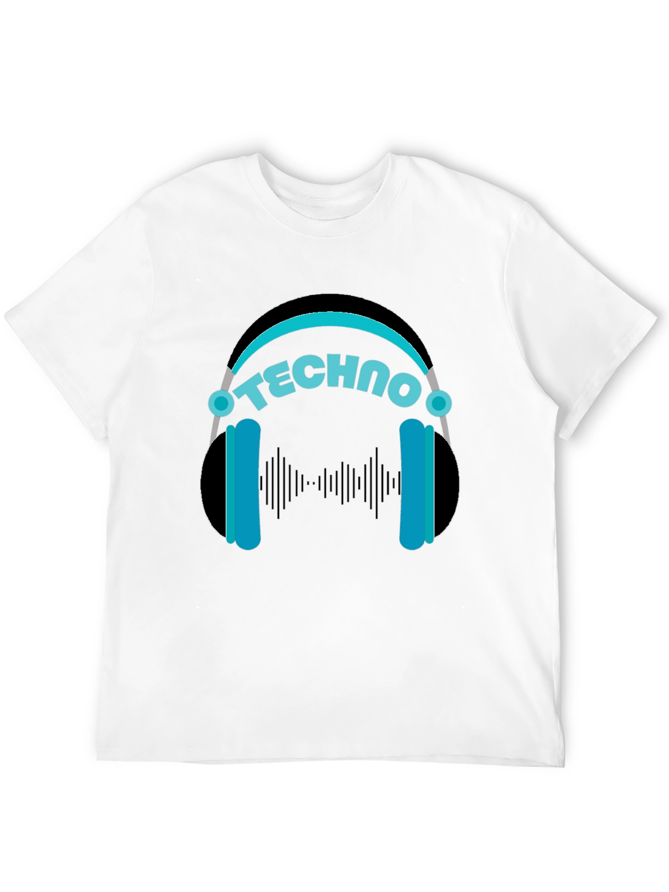 Techno Headphones Graphic Tee - Black Cotton T-Shirt