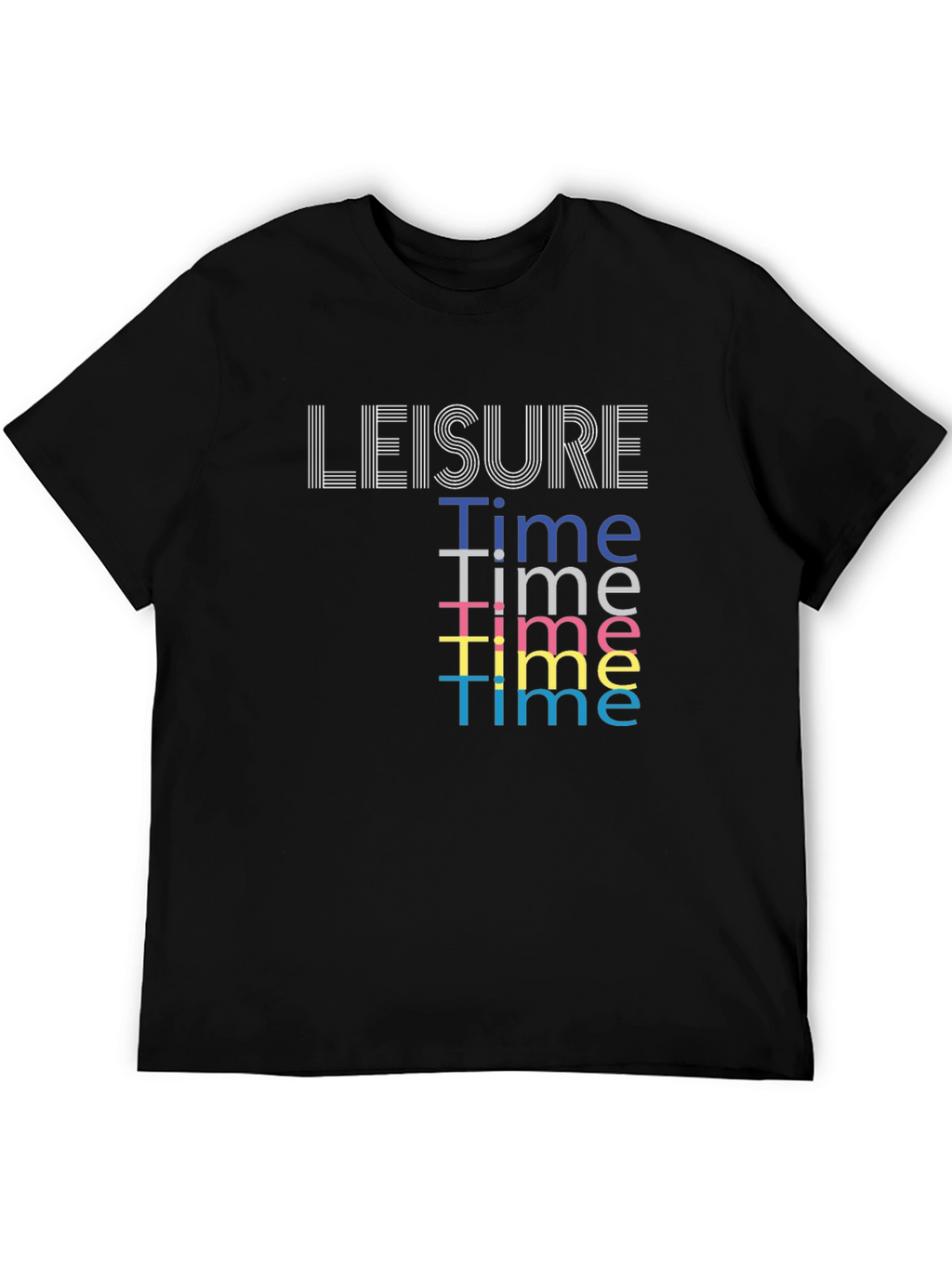 Leisure Time Graphic Tee - Black Cotton Comfort
