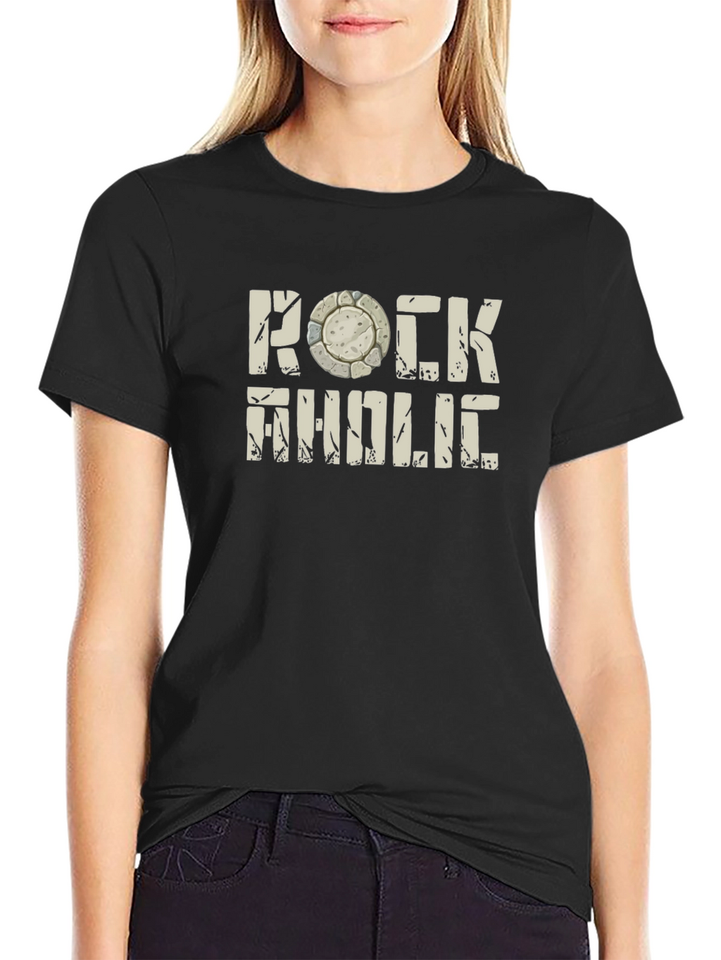 Rockaholic Graphic Tee - Stone Design