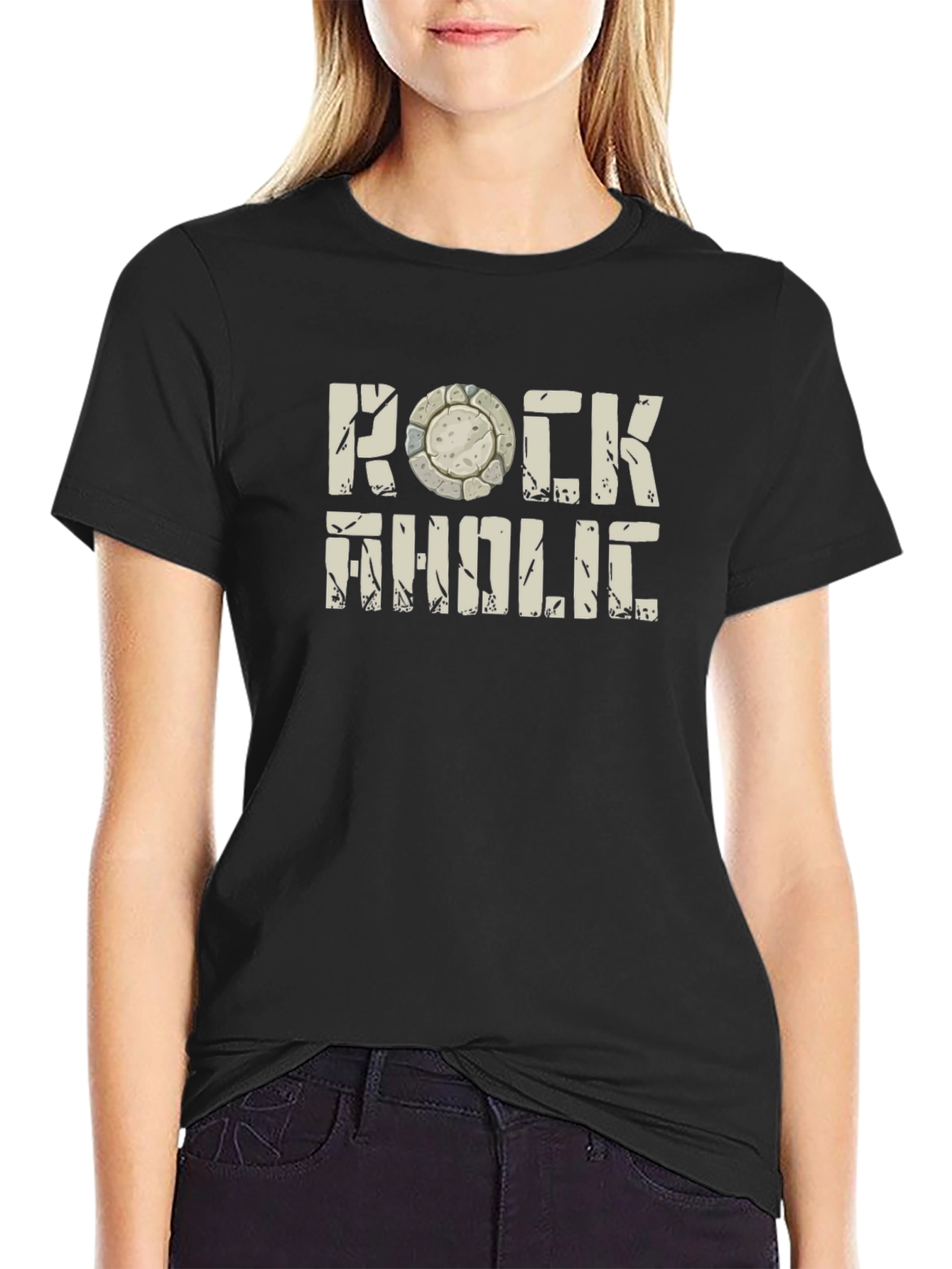 Rockaholic Graphic Tee - Stone Design