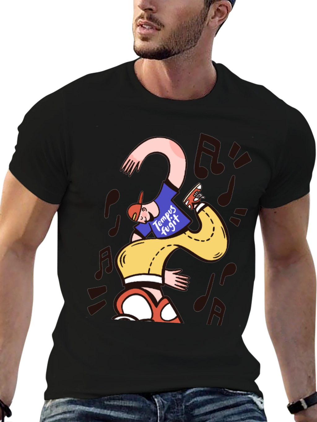 Unique Graphic Print T-Shirt - Time Flies