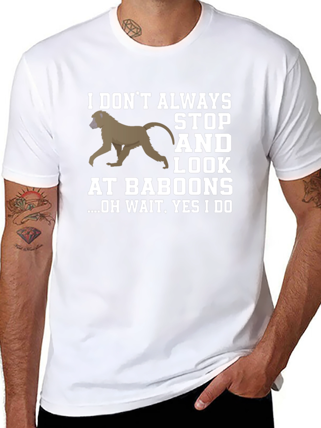 Baboon Graphic Novelty T-Shirt - Funny Animal Tee