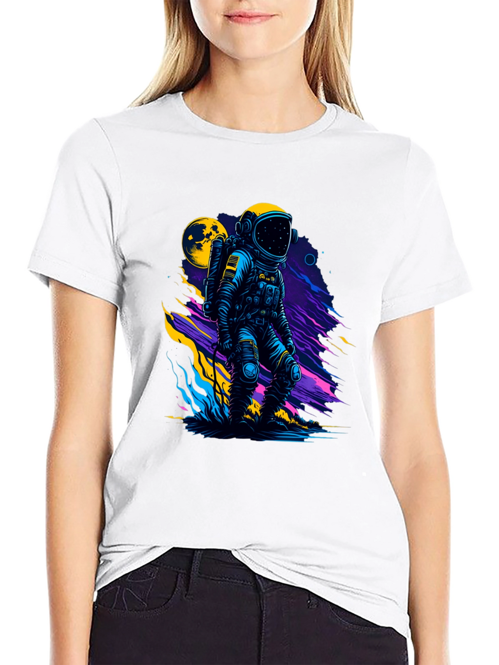 Astronaut Graphic Print Black T-Shirt
