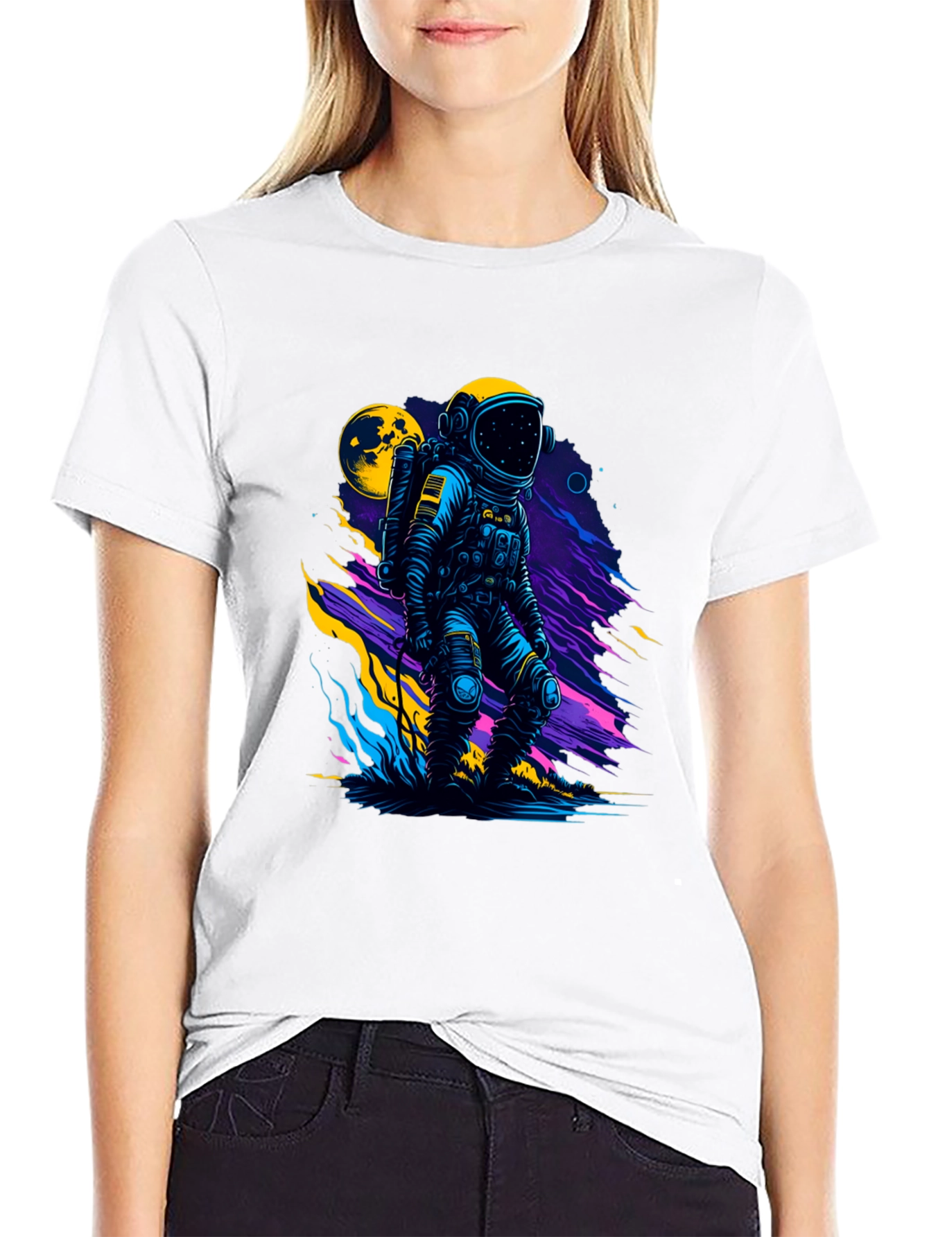 Astronaut Graphic Print Black T-Shirt