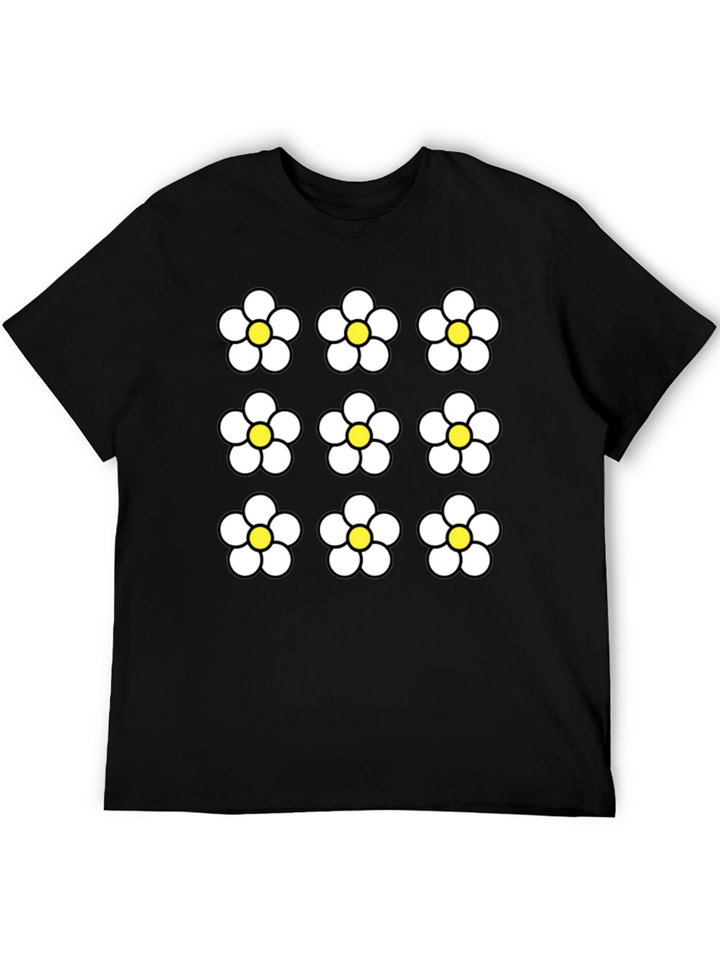 Floral Pattern Black Graphic Tee