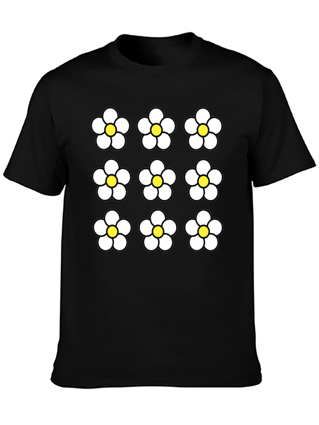 Floral Pattern Black Graphic Tee