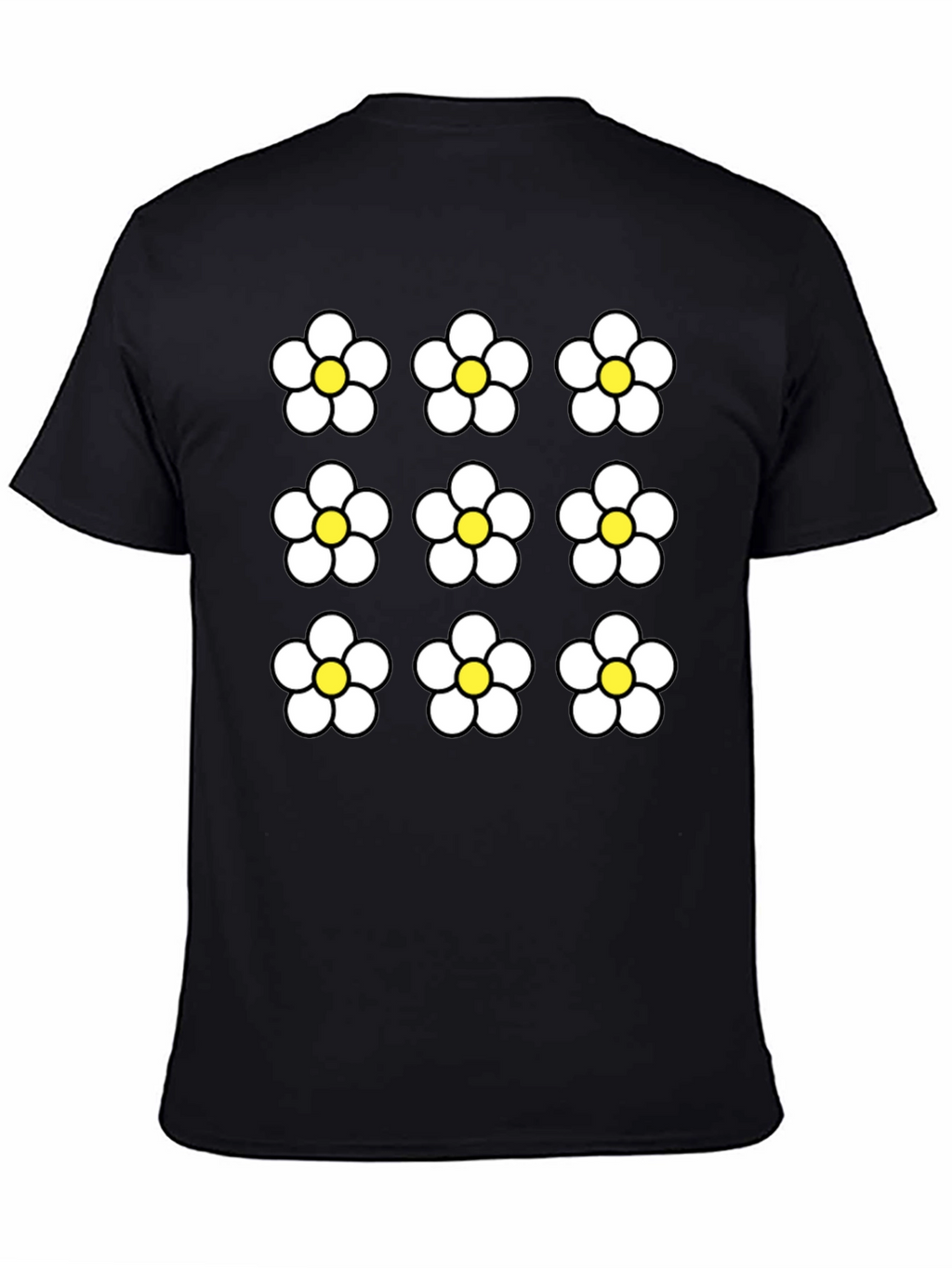Floral Pattern Black Graphic Tee