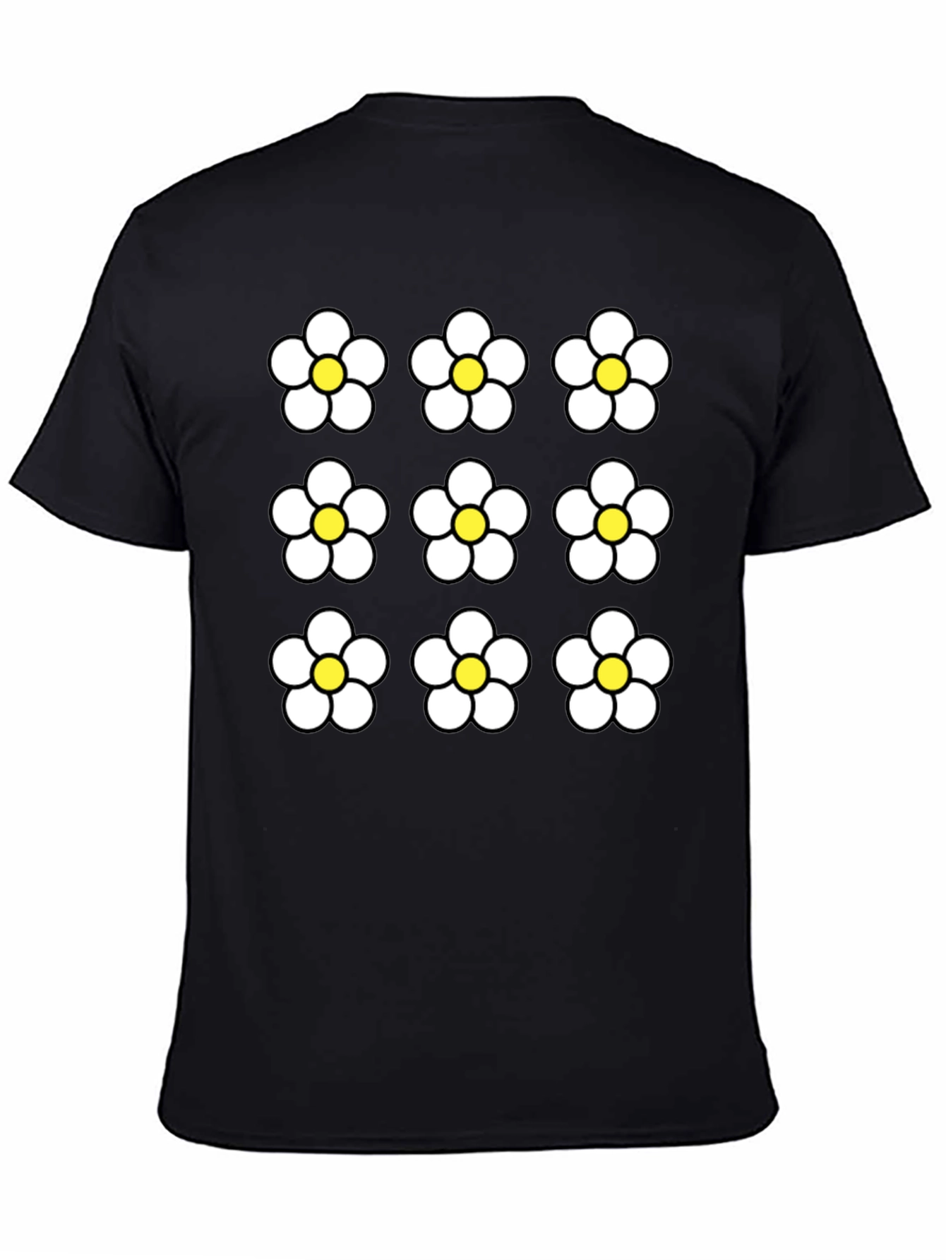 Floral Pattern Black Graphic Tee