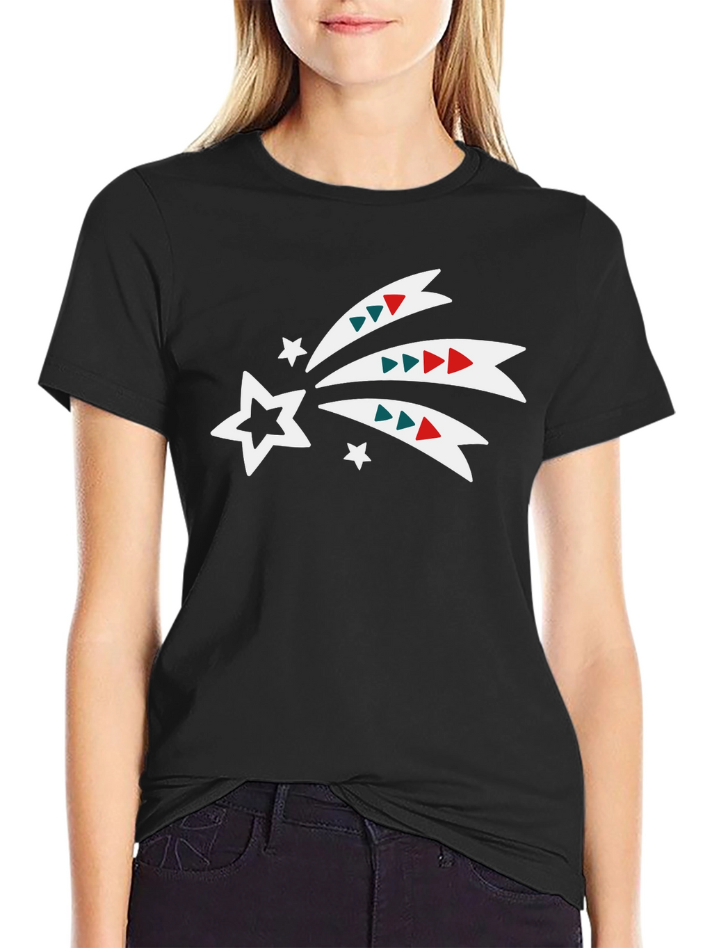 Festive Shooting Star Black Tee