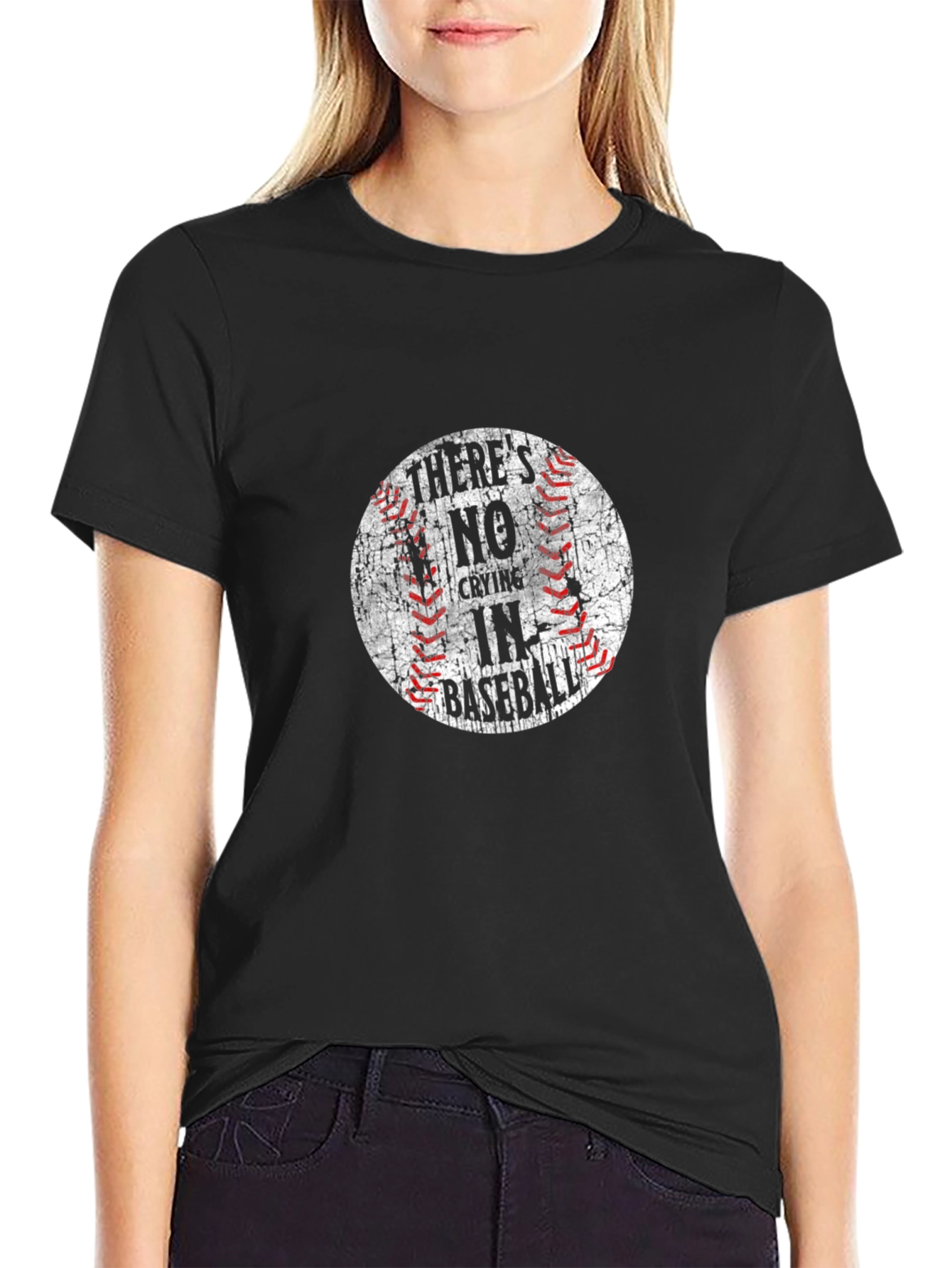 Theres No Crying in Baseball Black T-Shirt