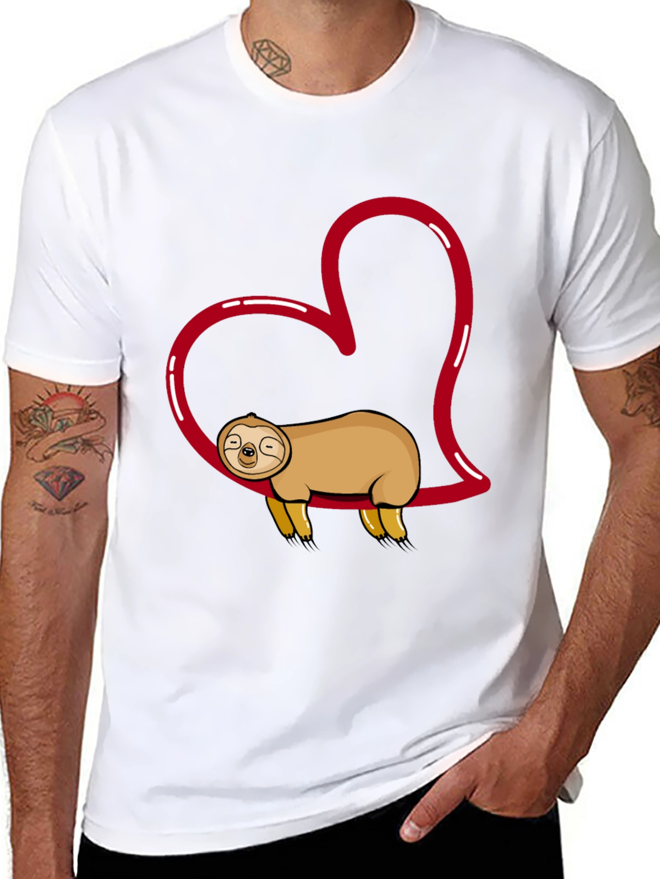 Cute Sloth Heart T-Shirt - Relaxed Comfort
