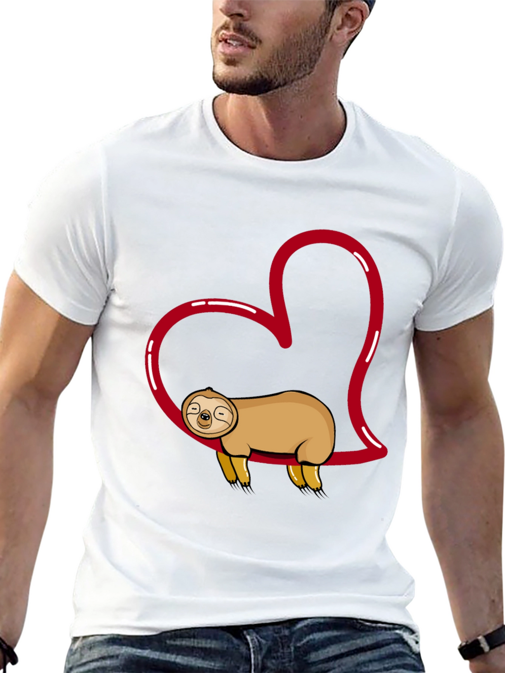 Cute Sloth Heart T-Shirt - Relaxed Comfort