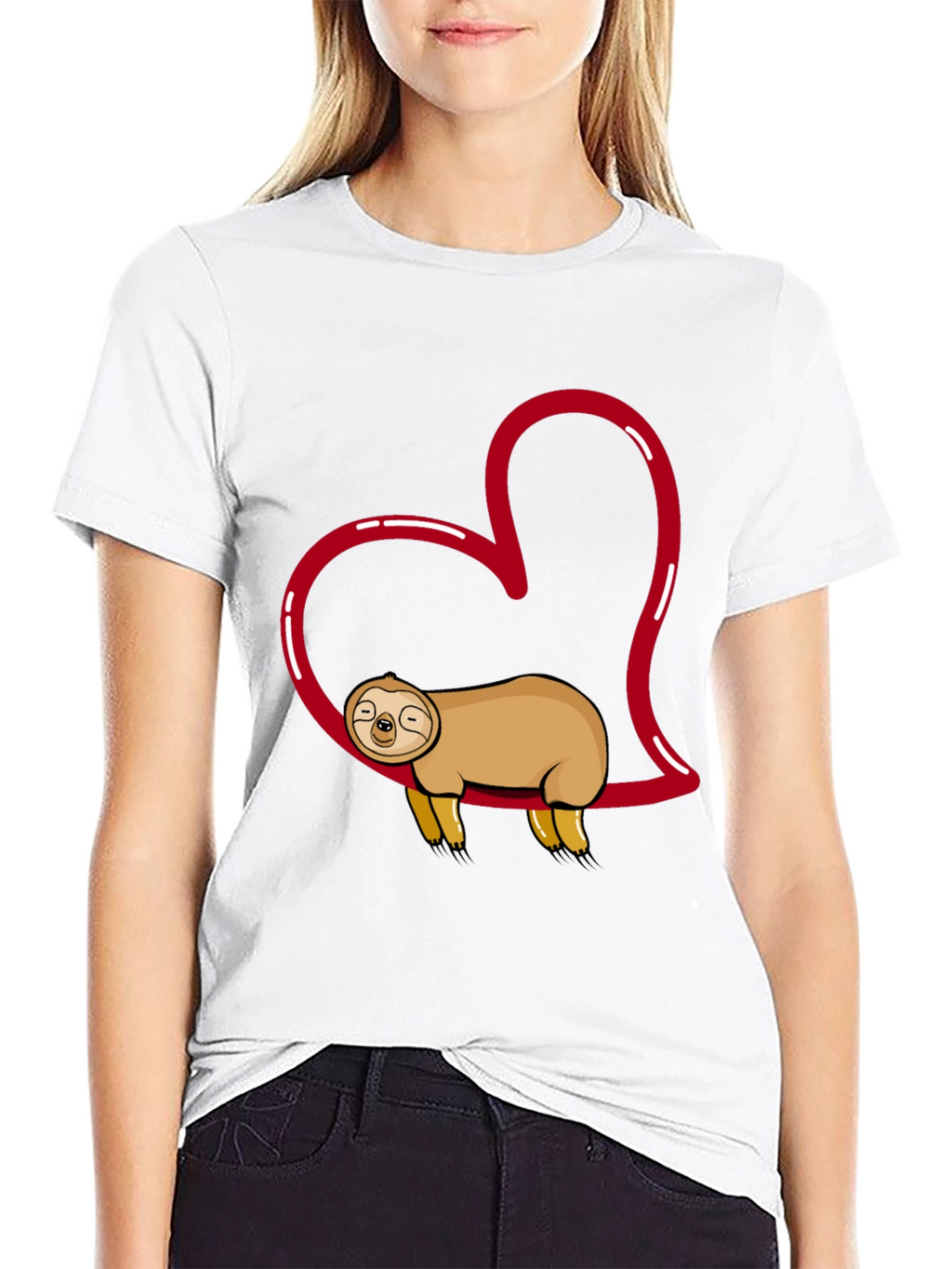 Cute Sloth Heart T-Shirt - Relaxed Comfort
