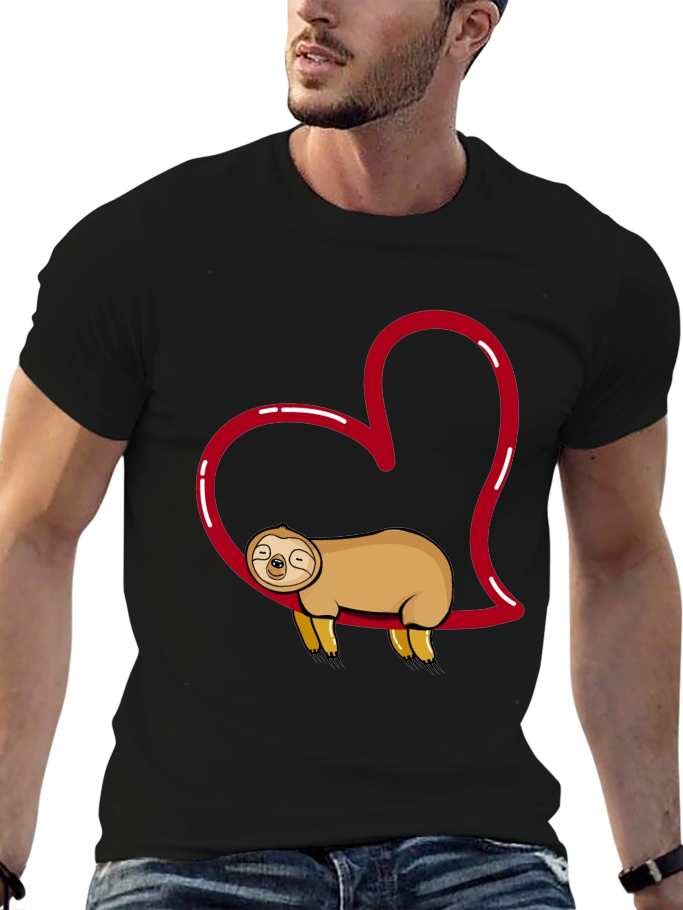 Cute Sloth Heart T-Shirt - Relaxed Comfort