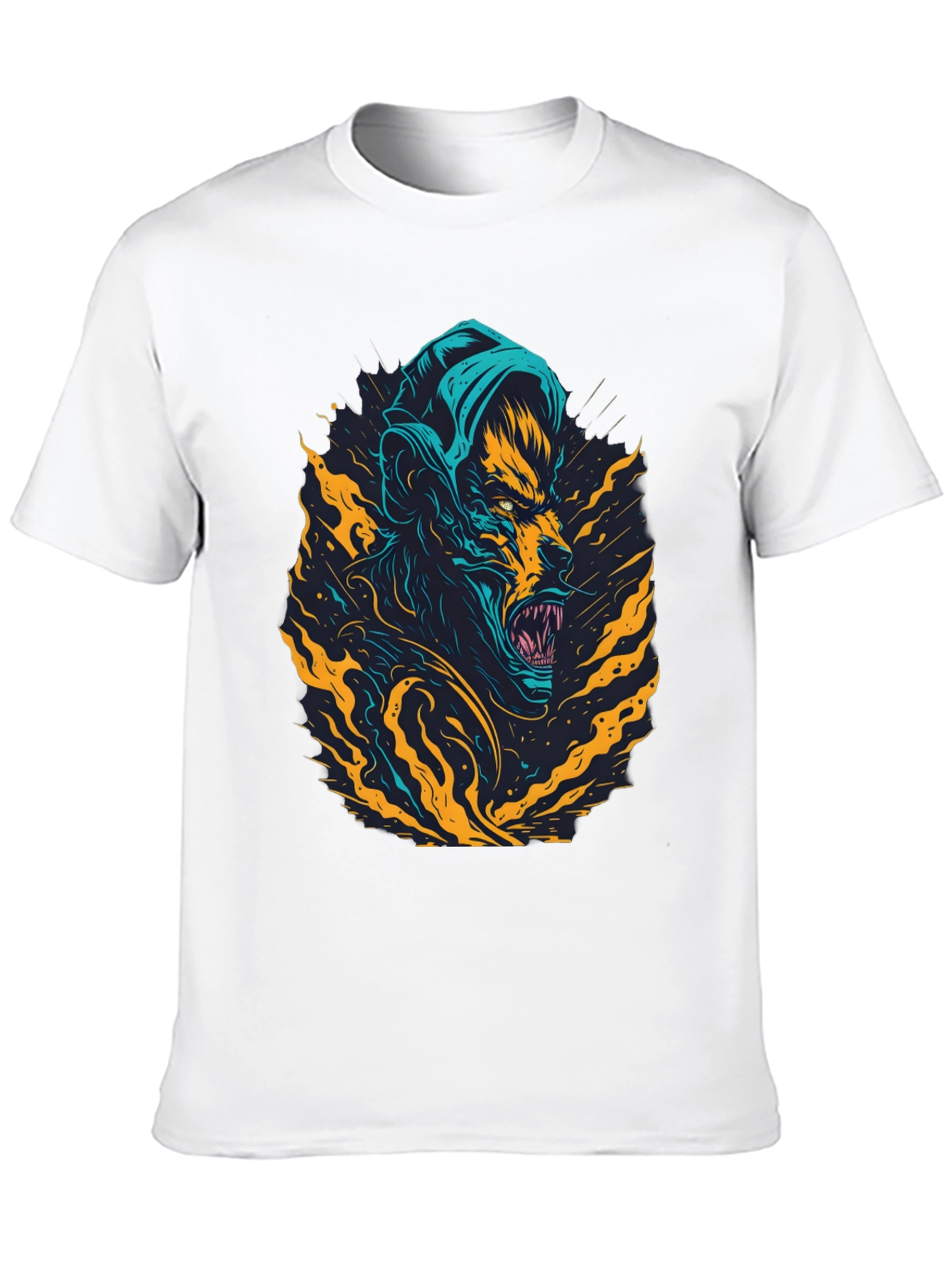 Mens Black Graphic Tee: Monster Rage Design