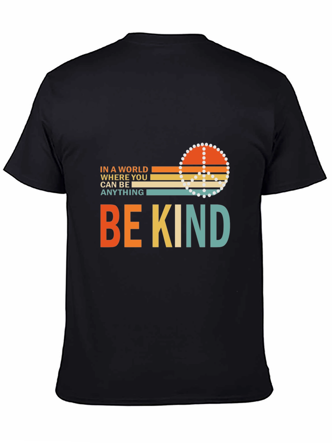 Be Kind Graphic Tee Retro Peace Sign Mens Black T-Shirt