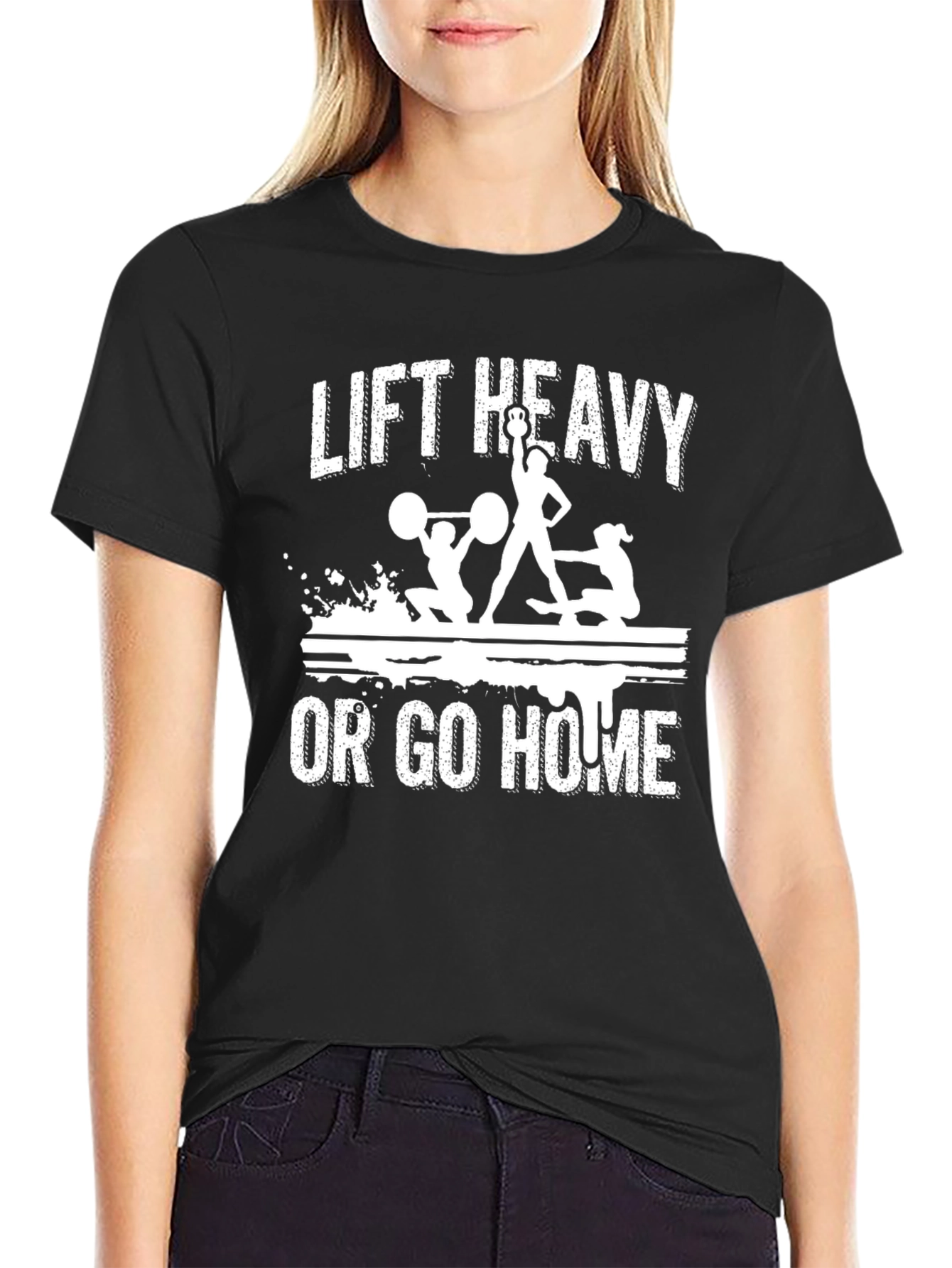 Lift Heavy or Go Home Black Graphic Tee