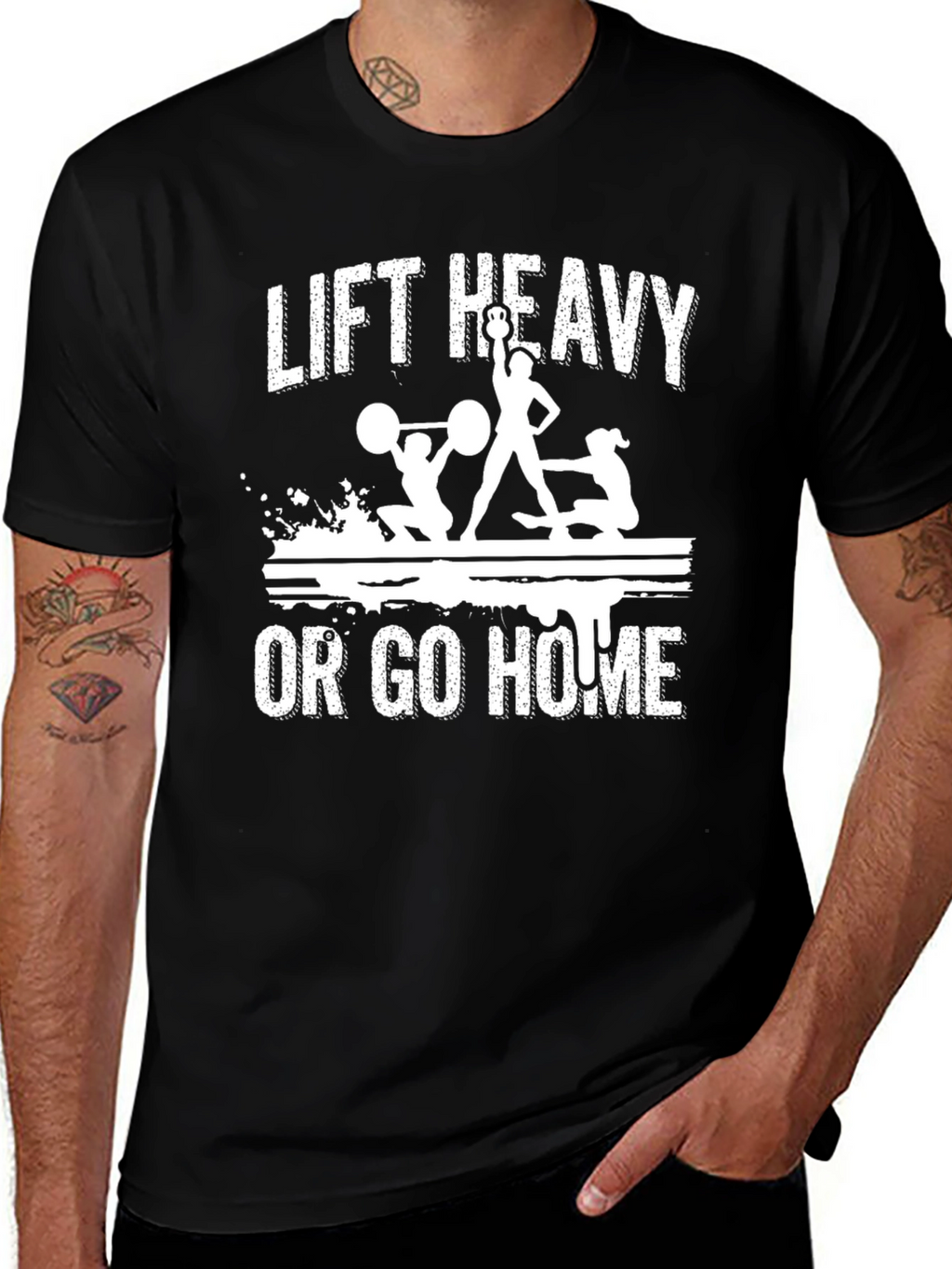 Lift Heavy or Go Home Black Graphic Tee