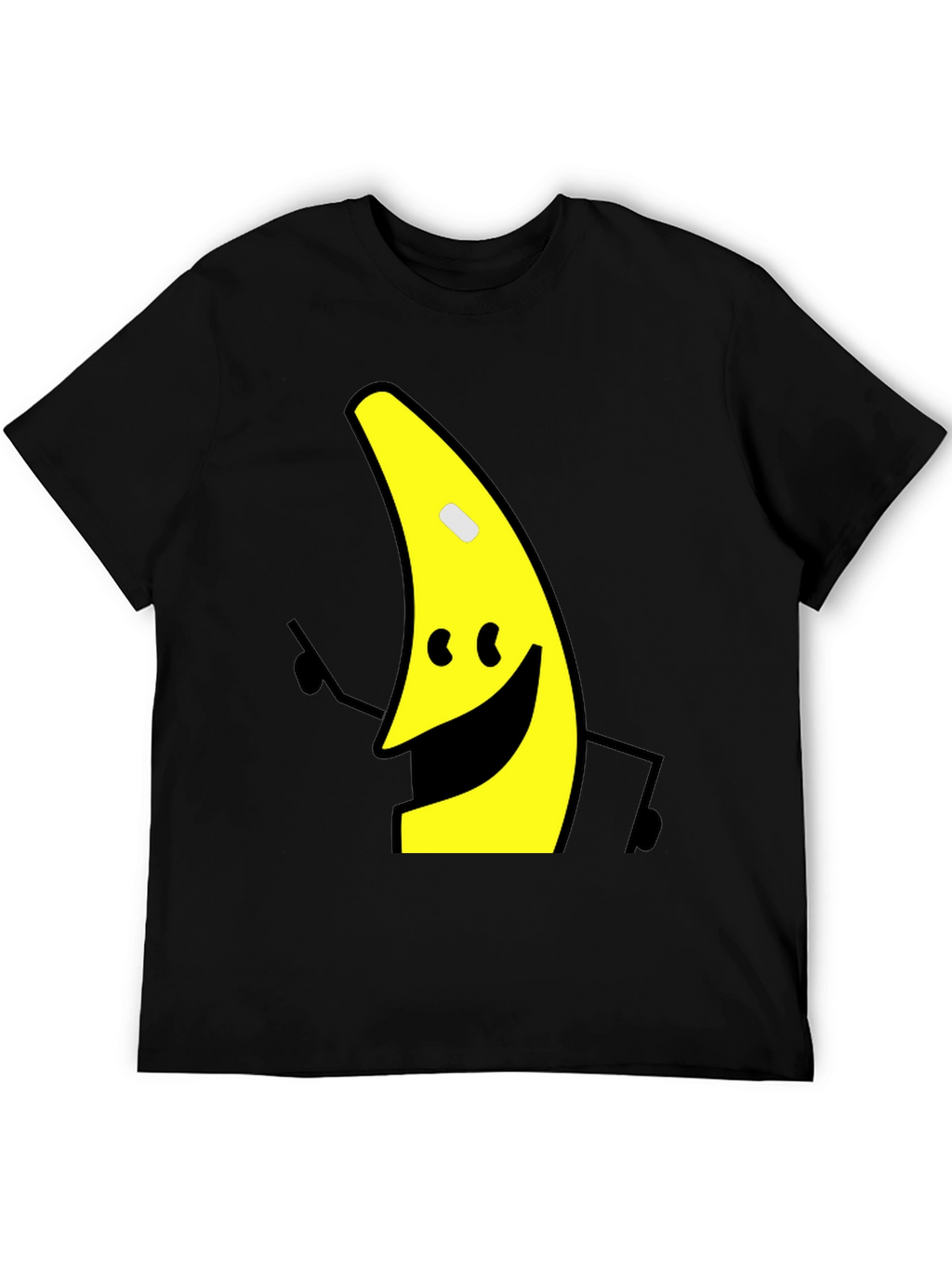 Banana Character Graphic Tee - Black Cotton Blend Shirt