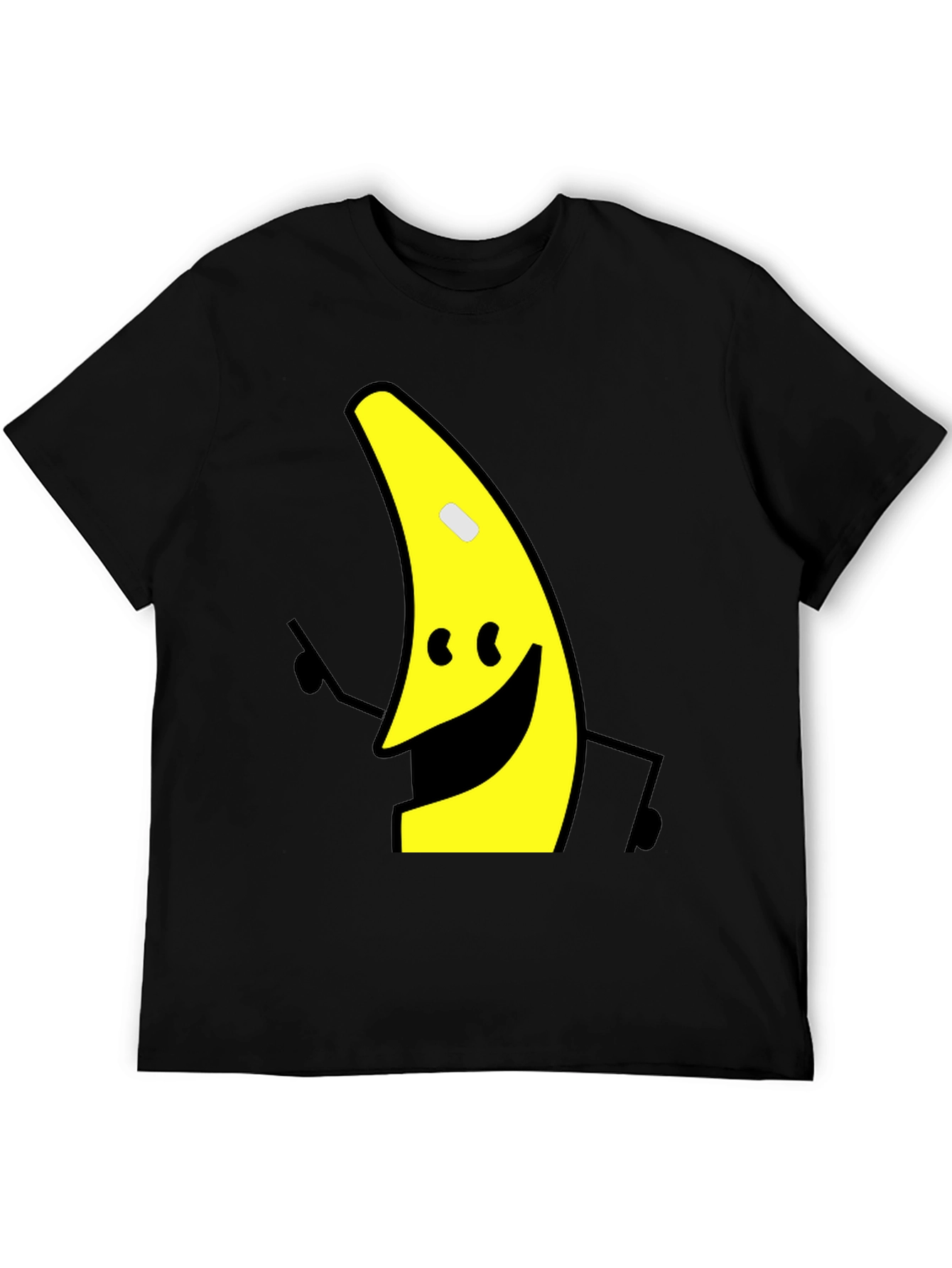 Banana Character Graphic Tee - Black Cotton Blend Shirt