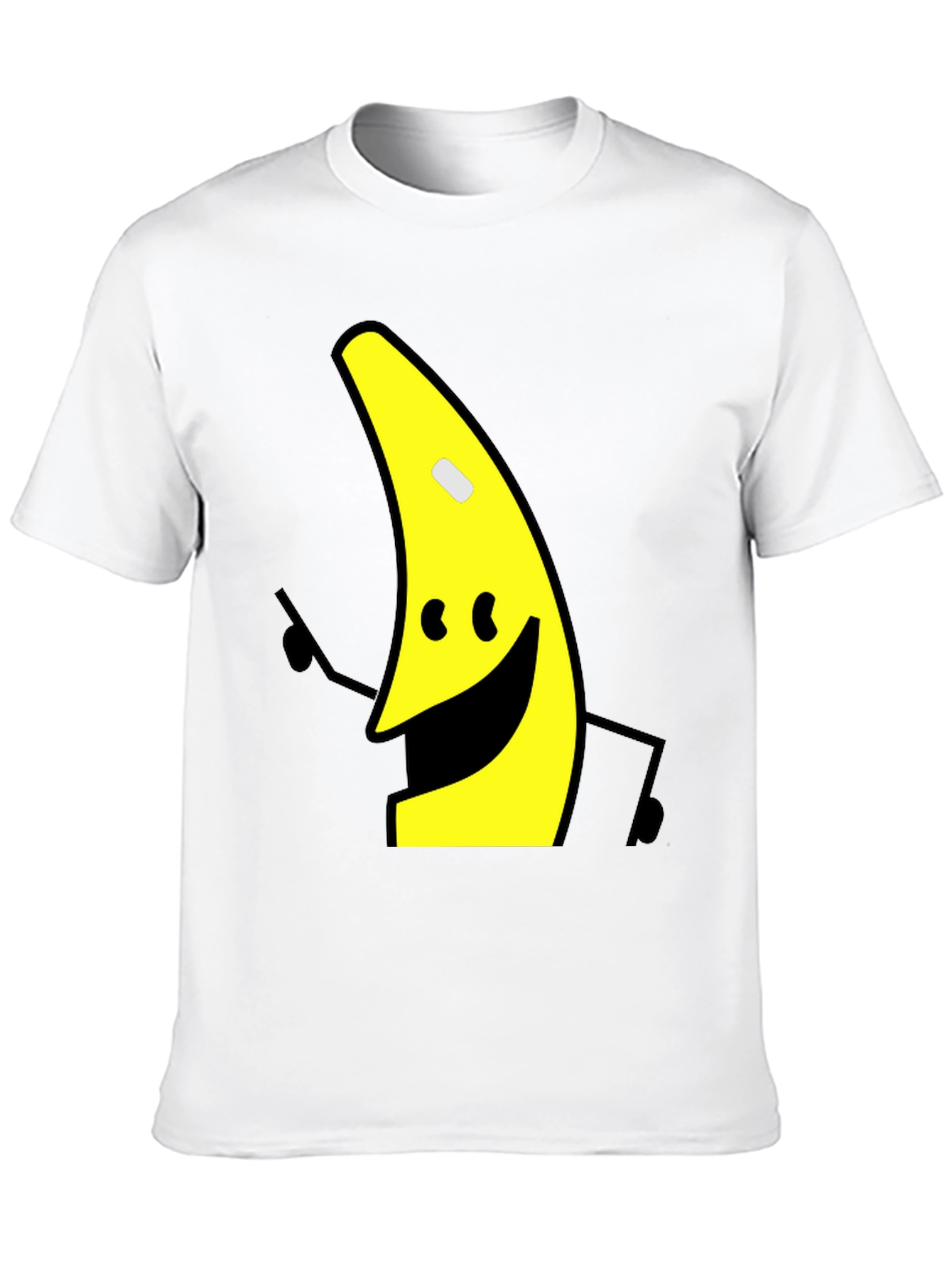 Banana Character Graphic Tee - Black Cotton Blend Shirt