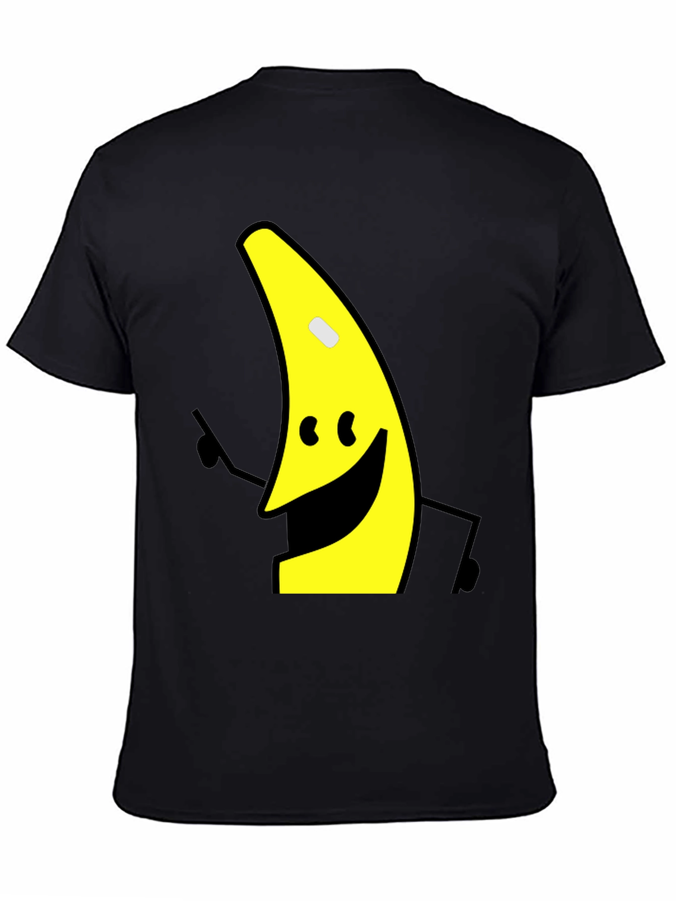 Banana Character Graphic Tee - Black Cotton Blend Shirt
