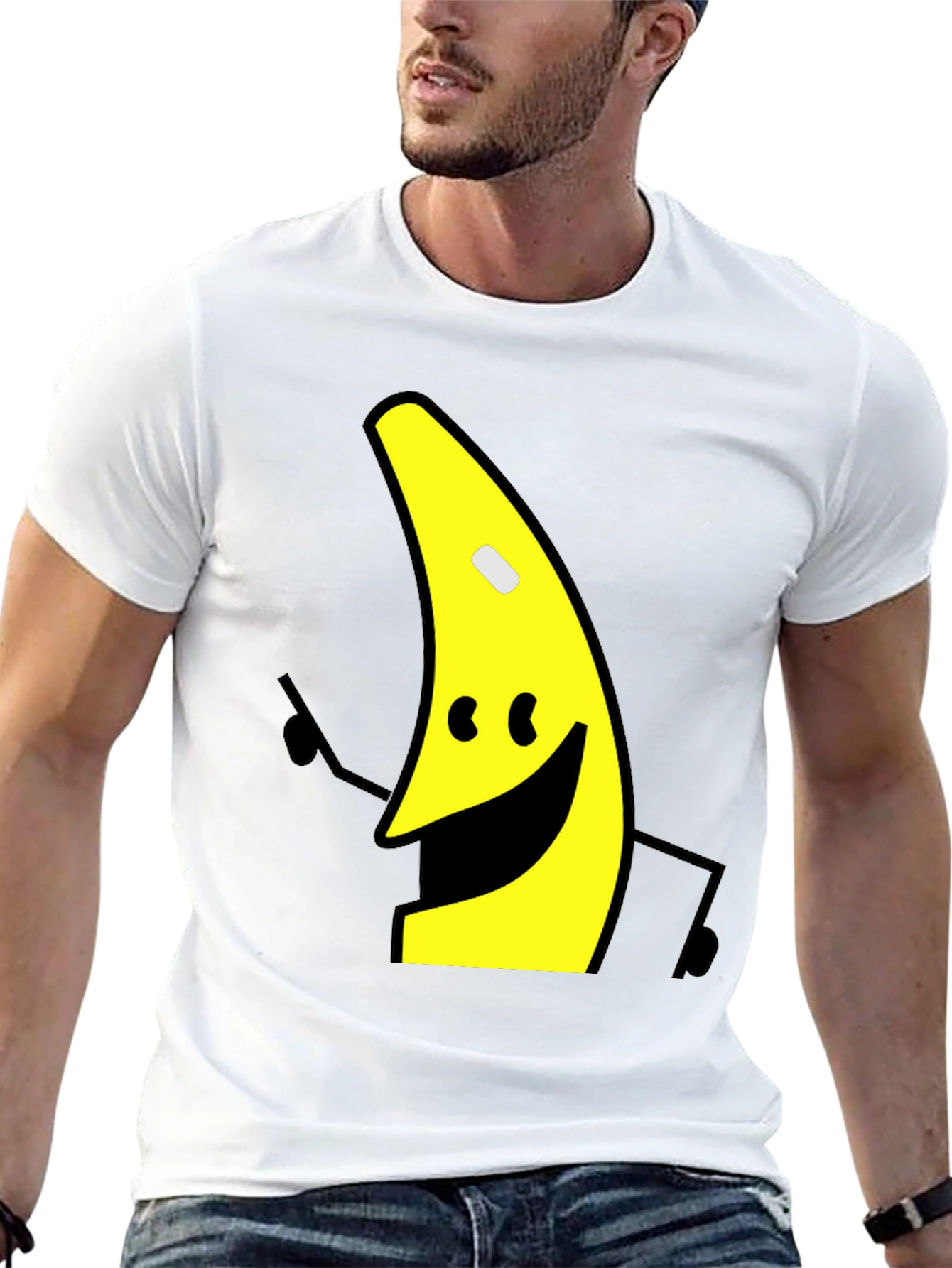 Banana Character Graphic Tee - Black Cotton Blend Shirt