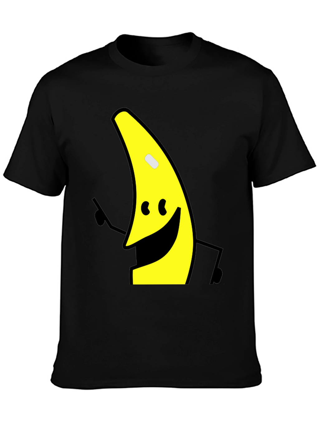 Banana Character Graphic Tee - Black Cotton Blend Shirt