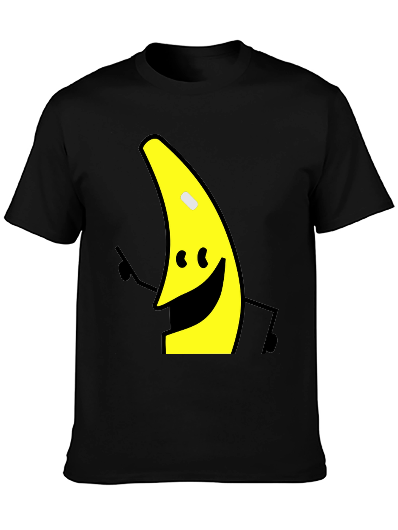 Banana Character Graphic Tee - Black Cotton Blend Shirt