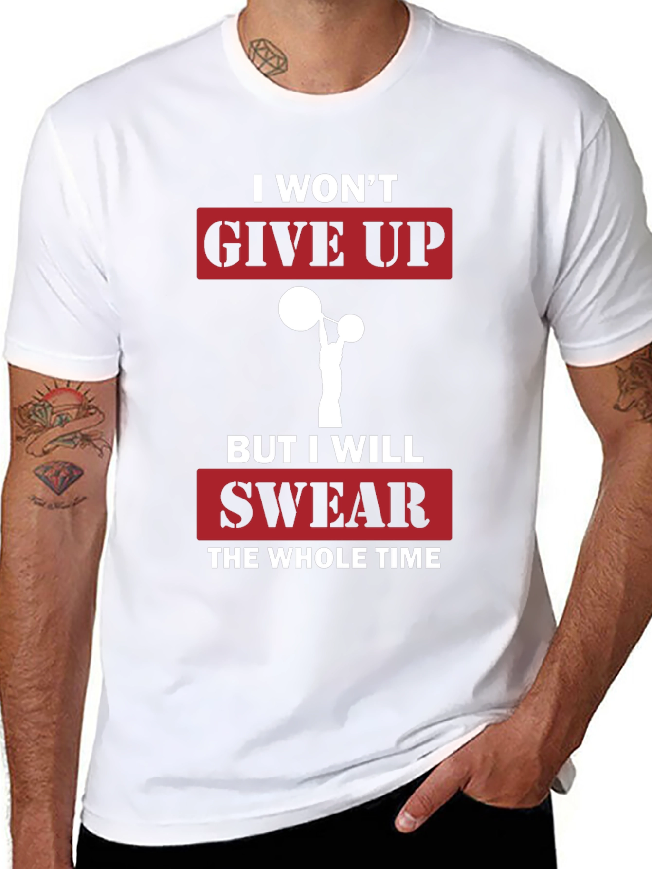 Funny Gym T-Shirt - I Wont Give Up Slogan