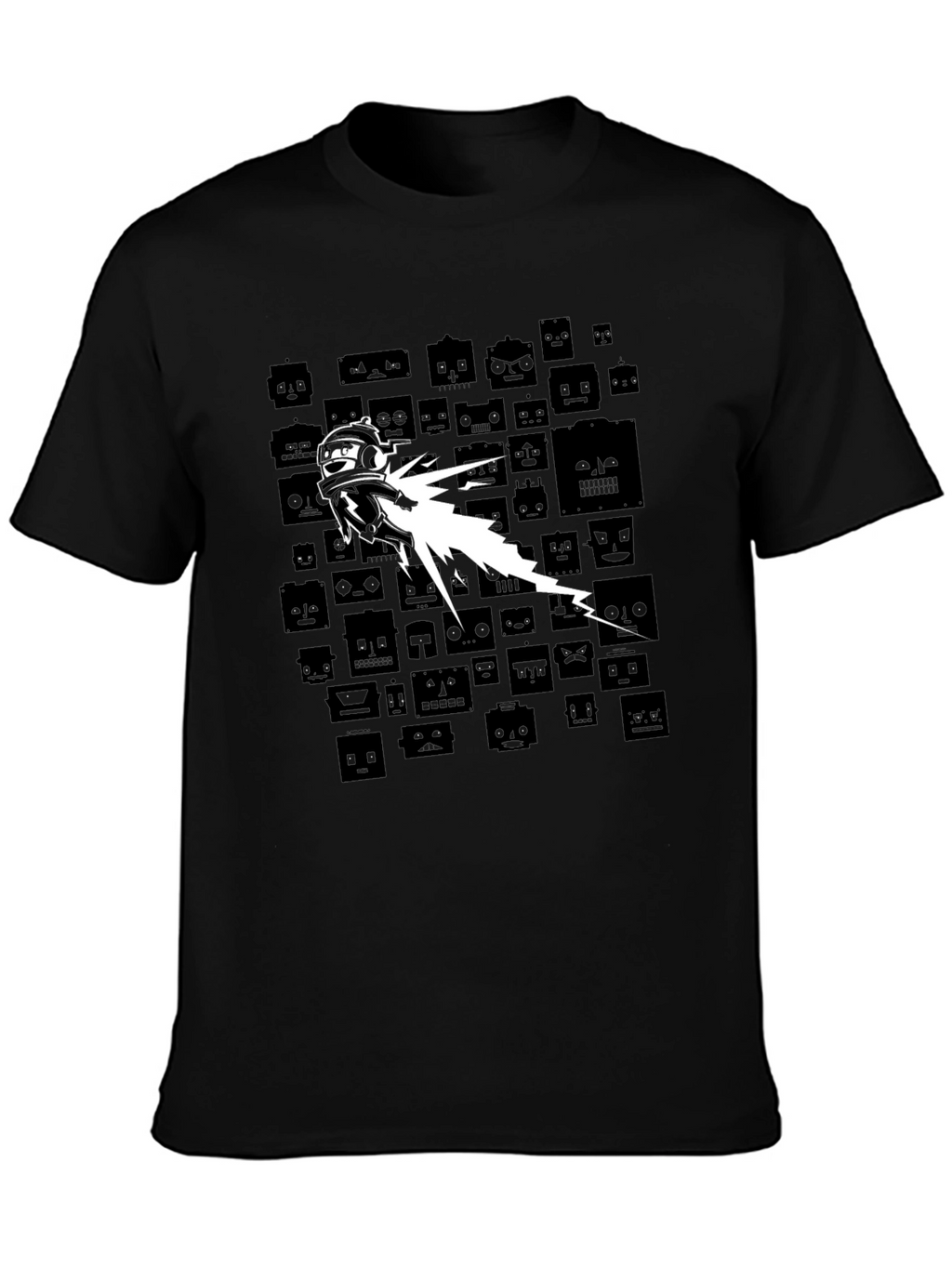 Retro Robot Blast T-Shirt - Black
