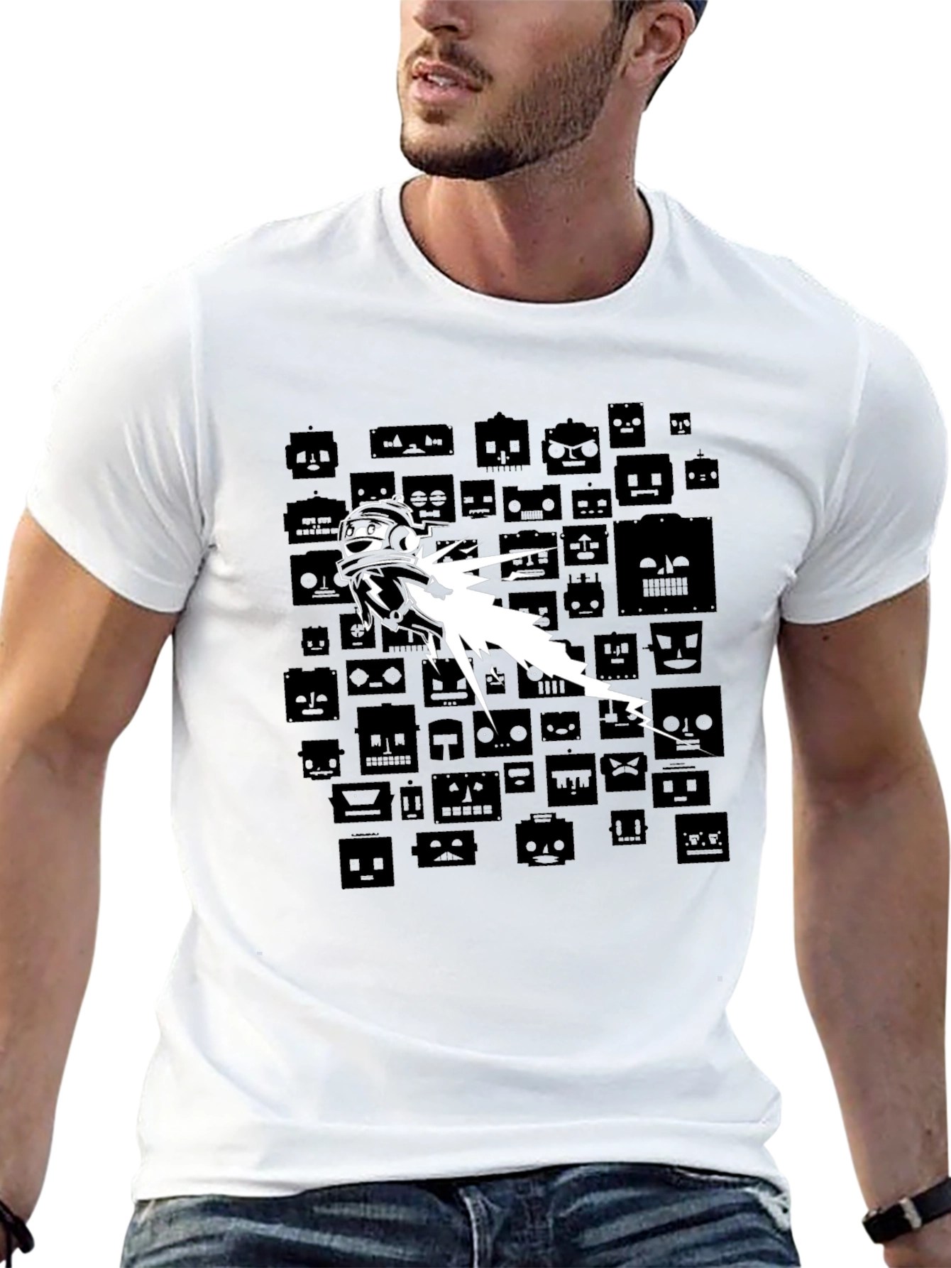 Retro Robot Blast T-Shirt - Black