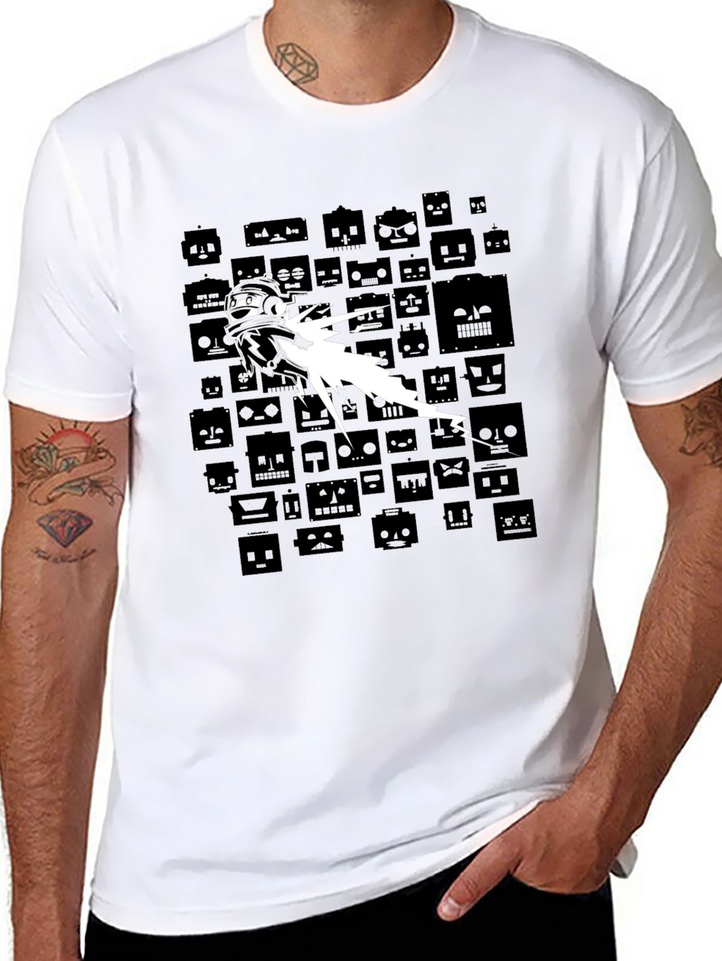 Retro Robot Blast T-Shirt - Black