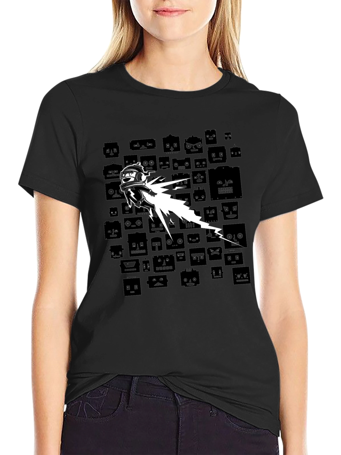 Retro Robot Blast T-Shirt - Black