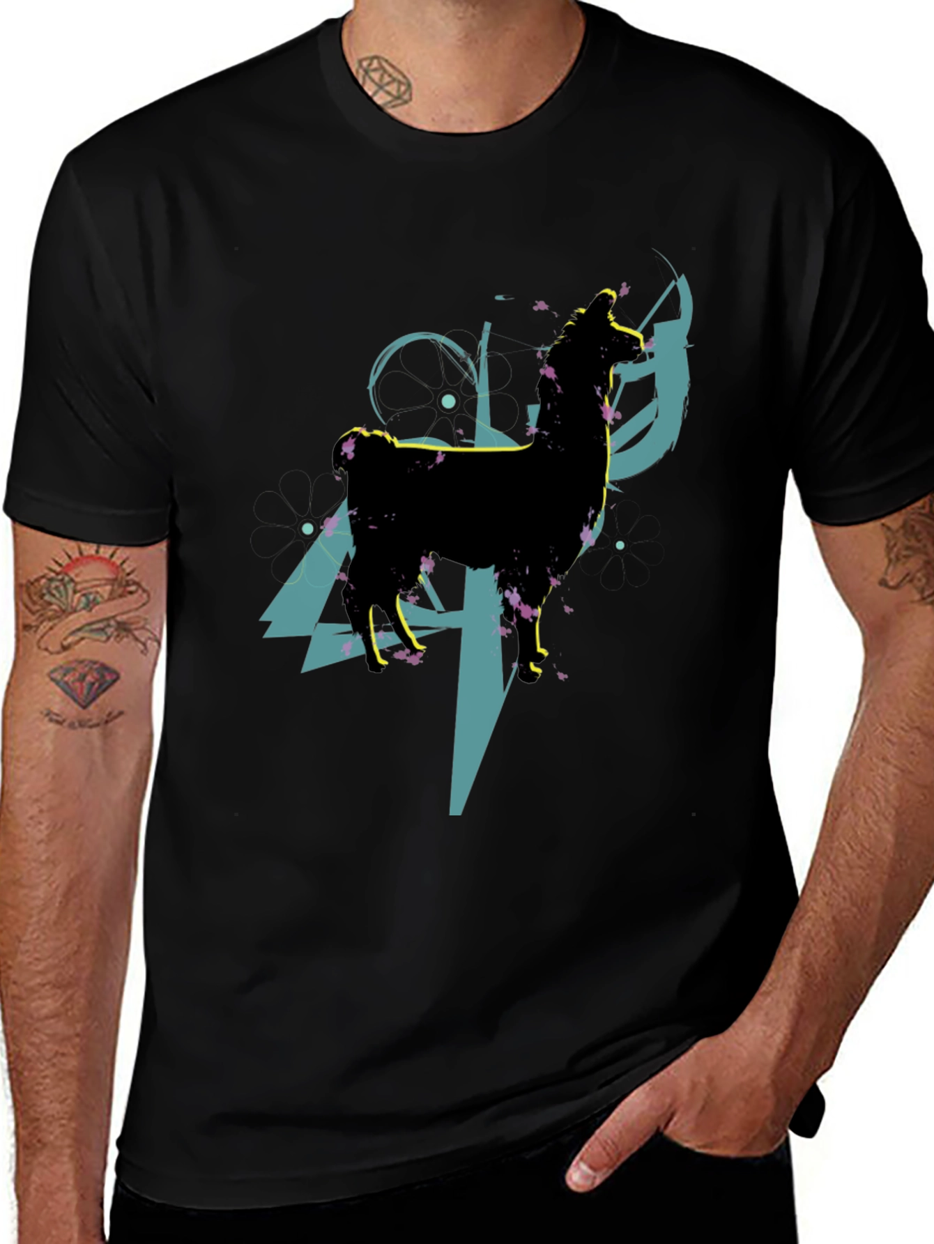 Llama Graphic Tee - Abstract Design