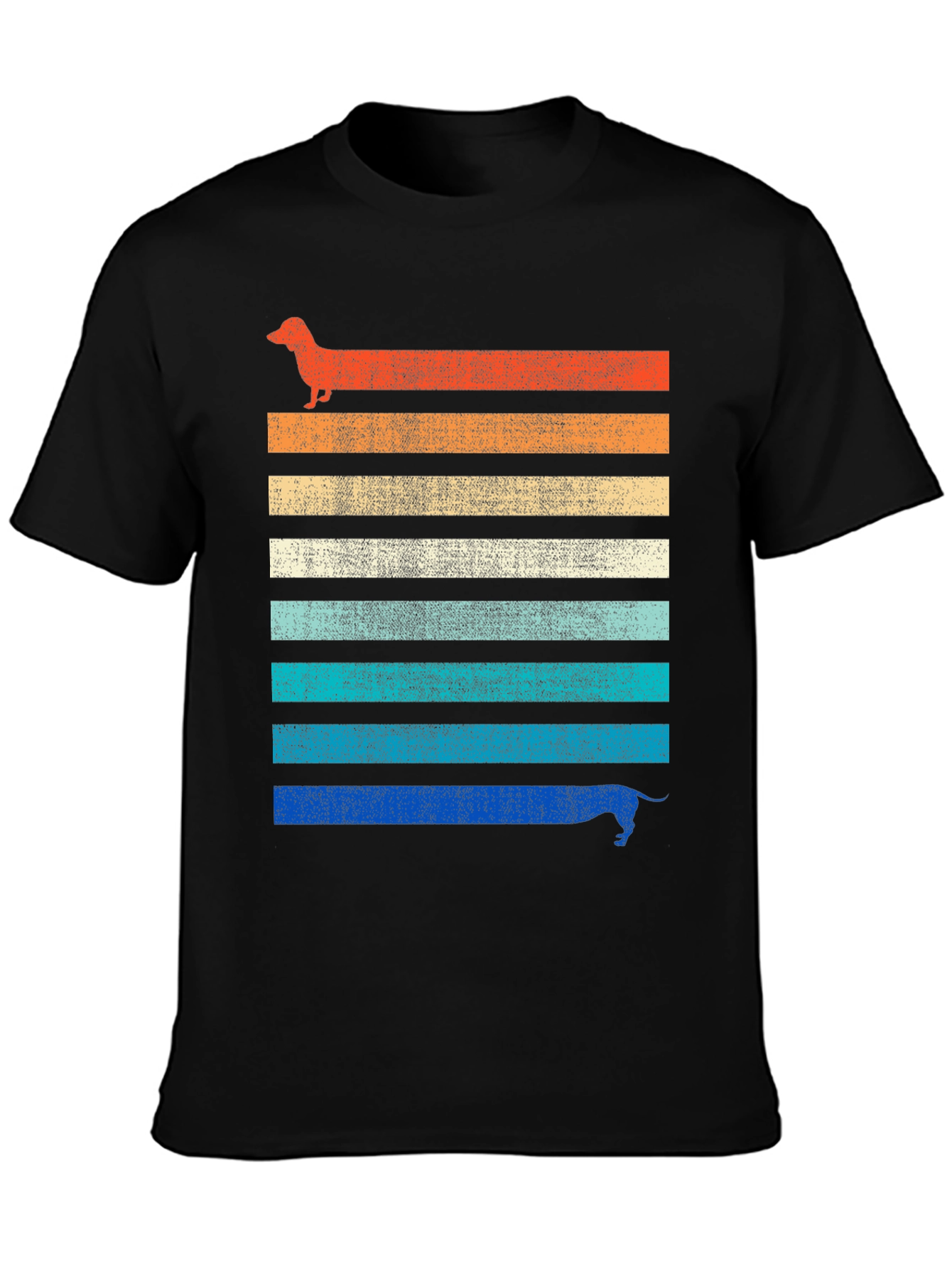 Retro Dachshund Striped Graphic Tee