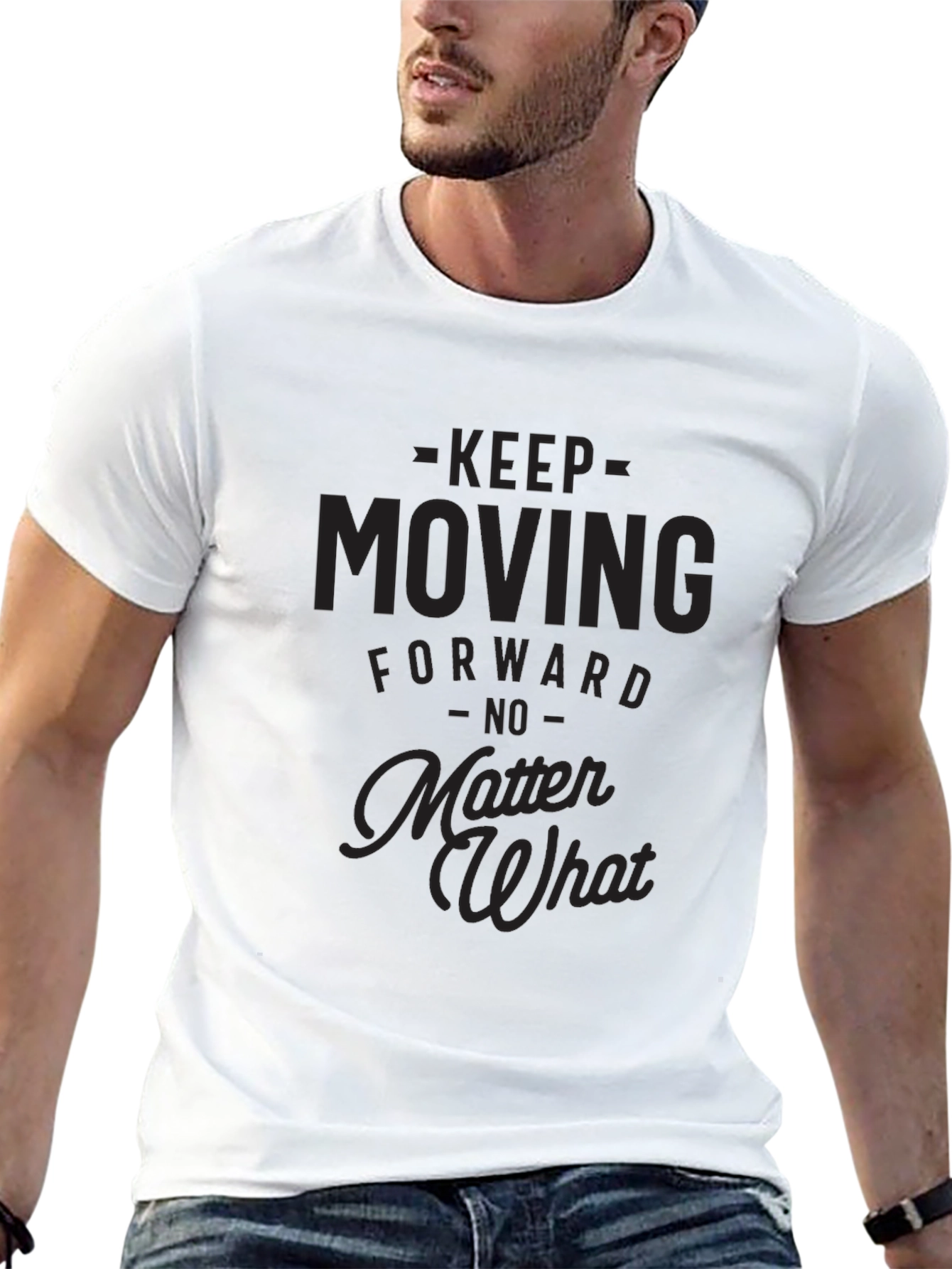 Motivational Black T-Shirt - Keep Moving Forward