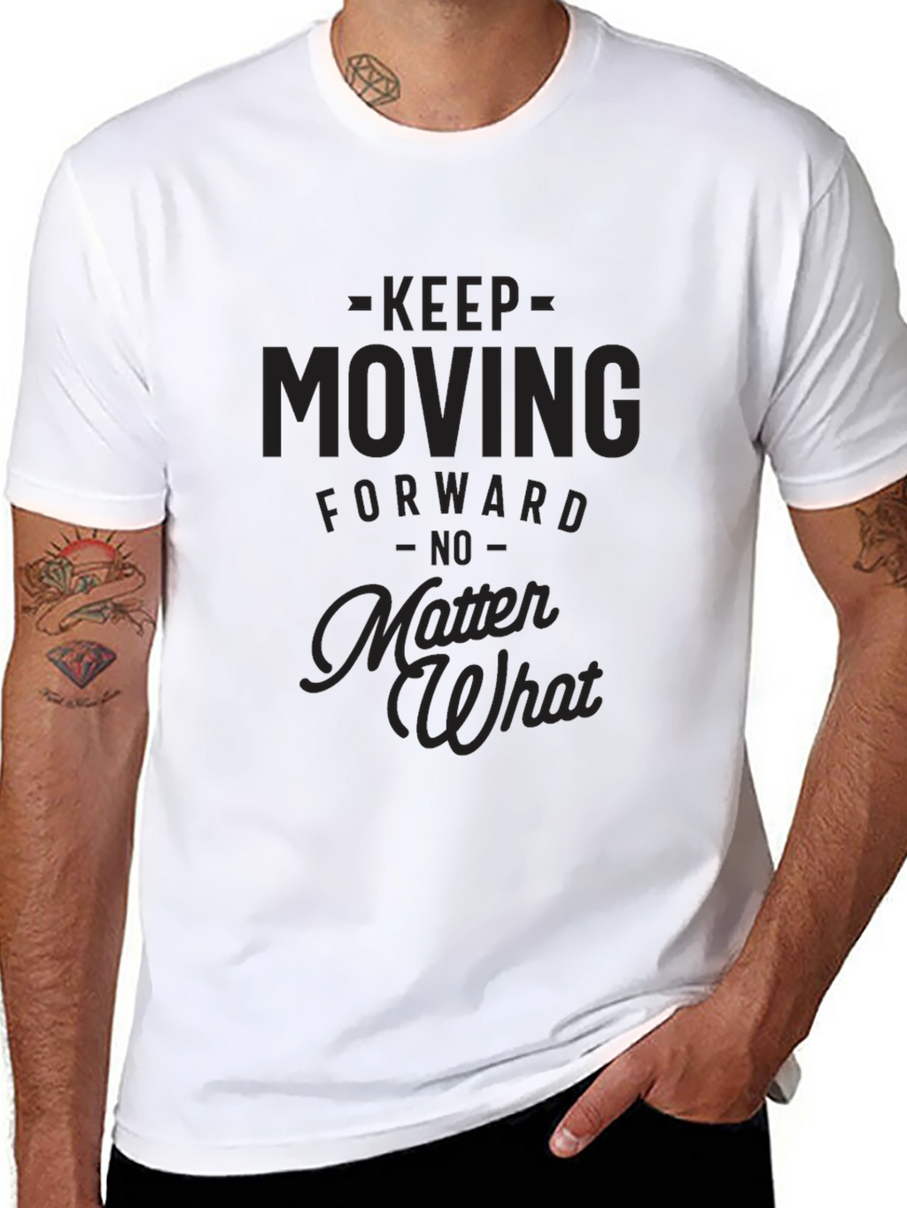 Motivational Black T-Shirt - Keep Moving Forward