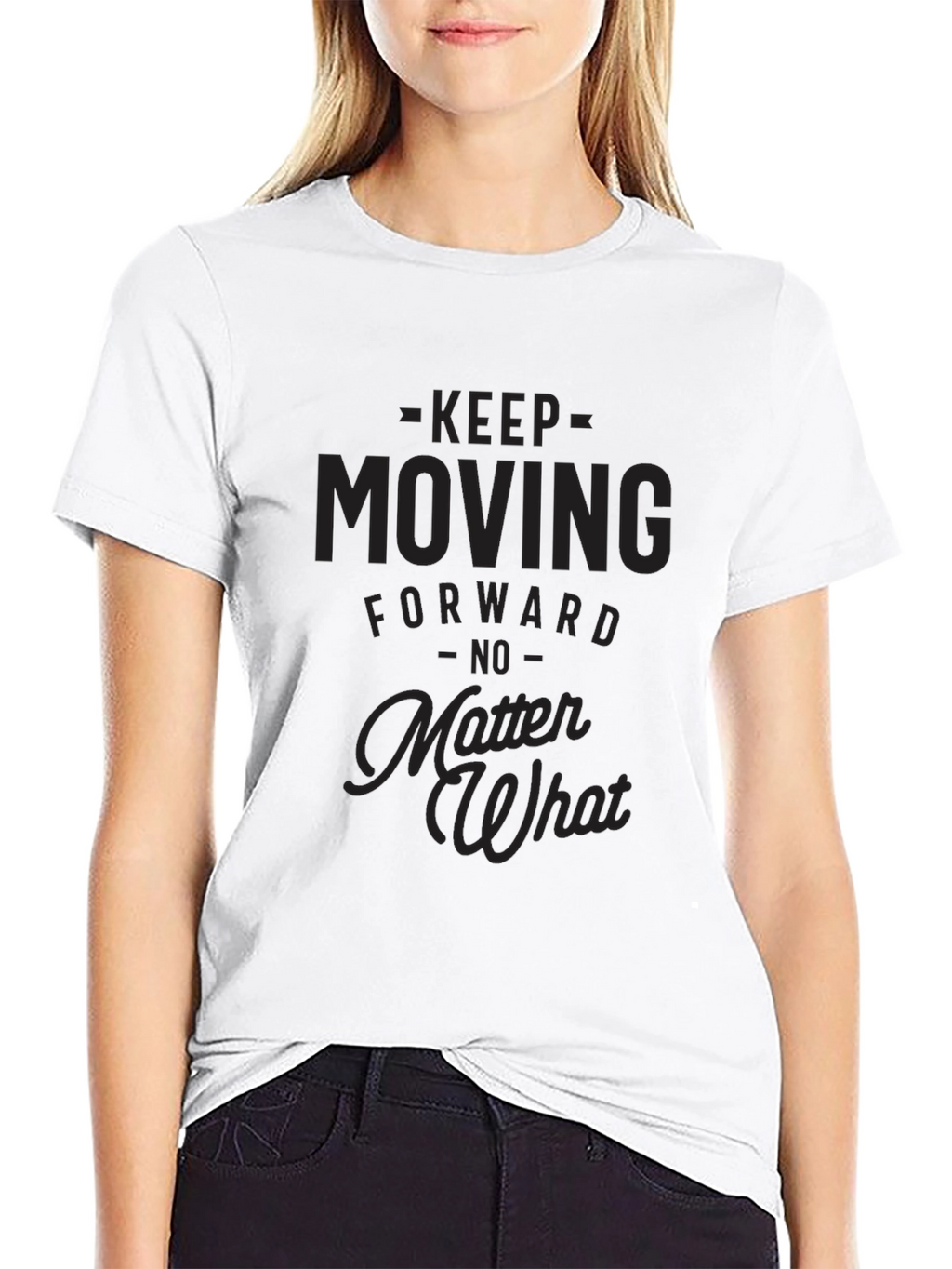 Motivational Black T-Shirt - Keep Moving Forward