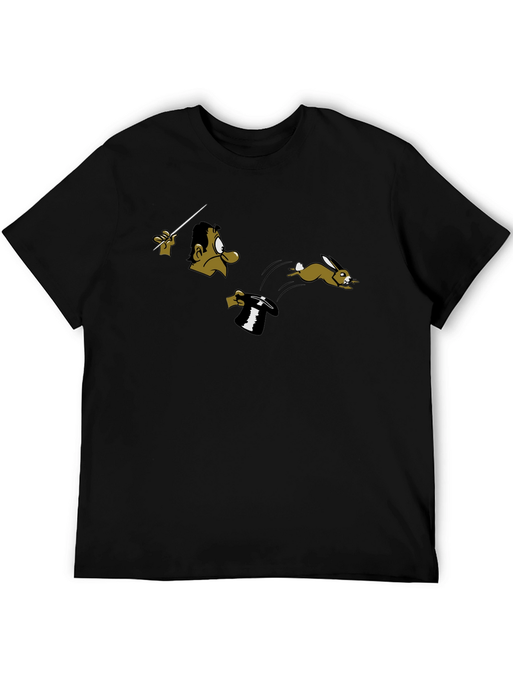 Magician & Rabbit Graphic Tee - Black Cotton T-Shirt