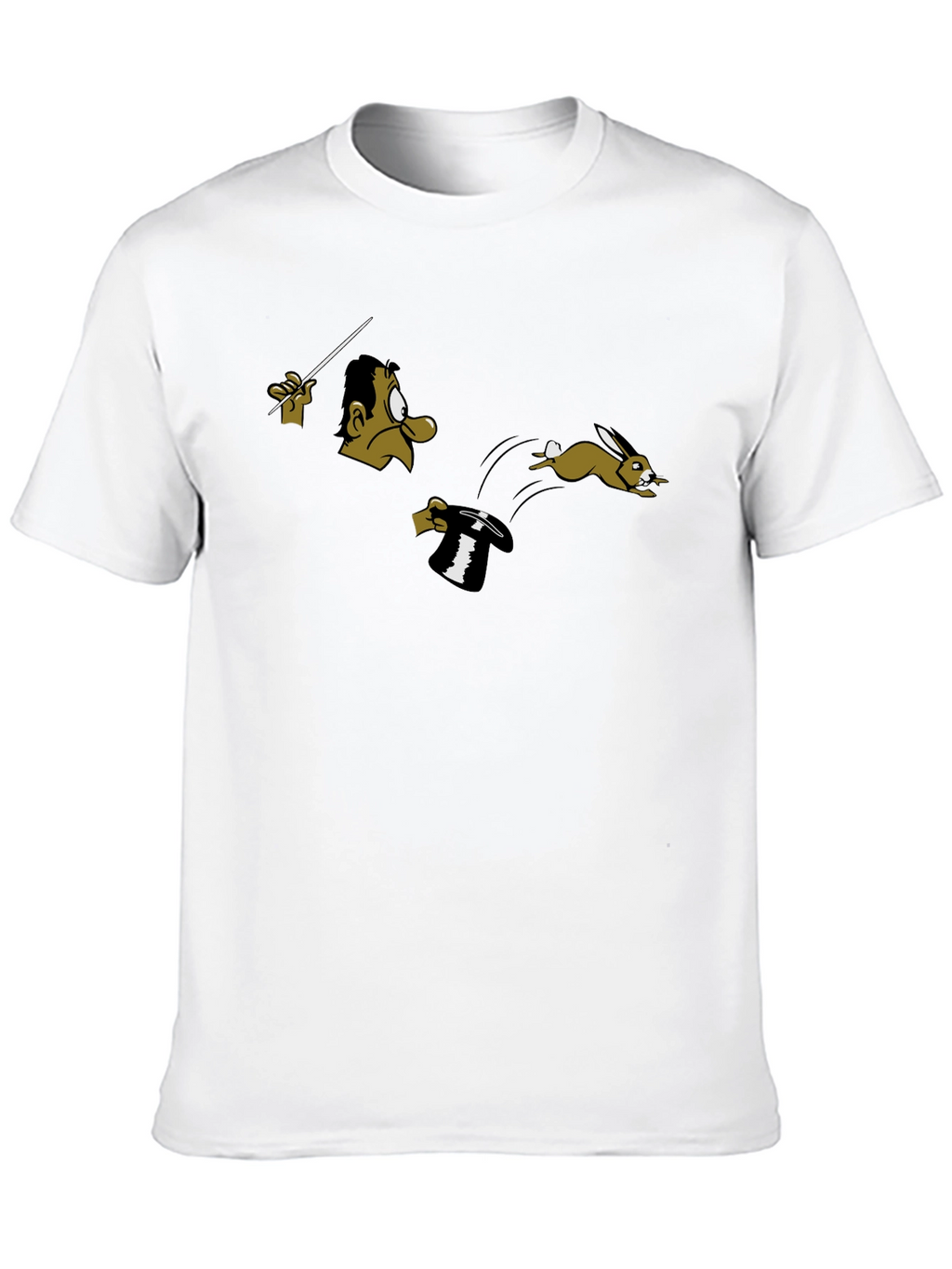 Magician & Rabbit Graphic Tee - Black Cotton T-Shirt