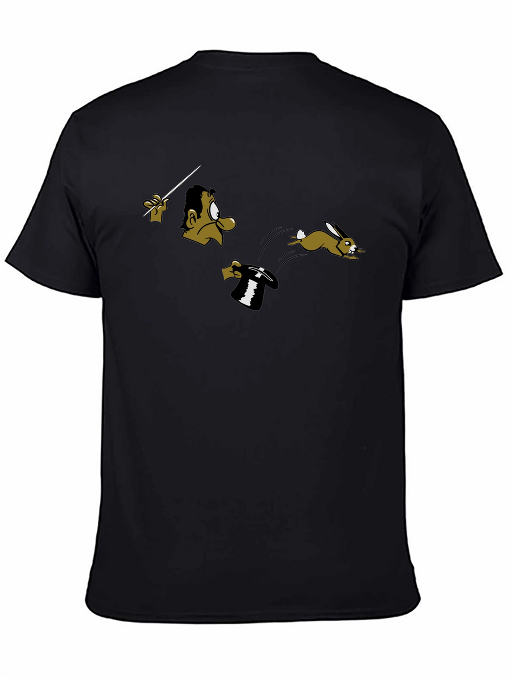 Magician & Rabbit Graphic Tee - Black Cotton T-Shirt