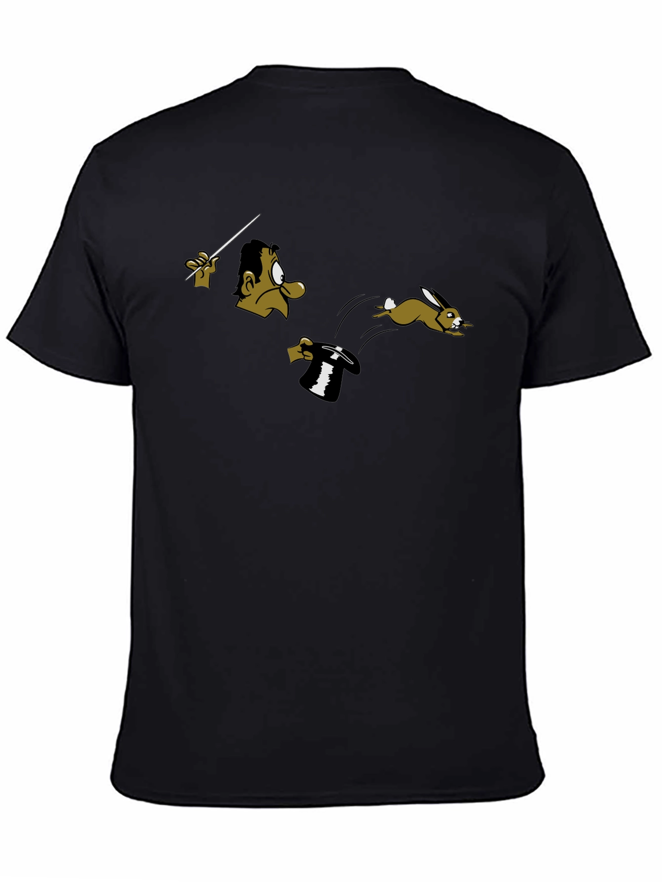 Magician & Rabbit Graphic Tee - Black Cotton T-Shirt